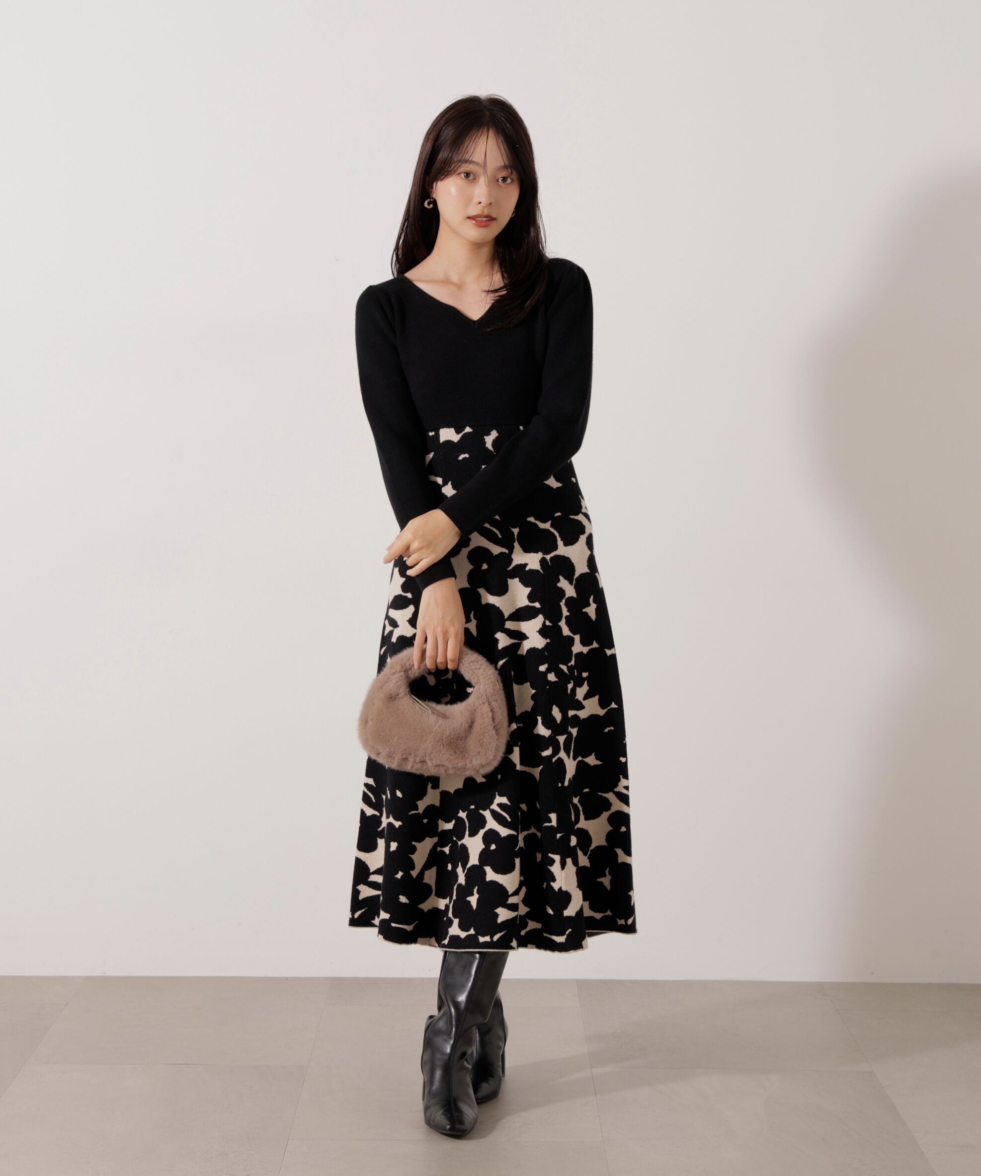 PROPORTION BODY DRESSING「ジャガードフラワーニットワンピース」|ワンピース|