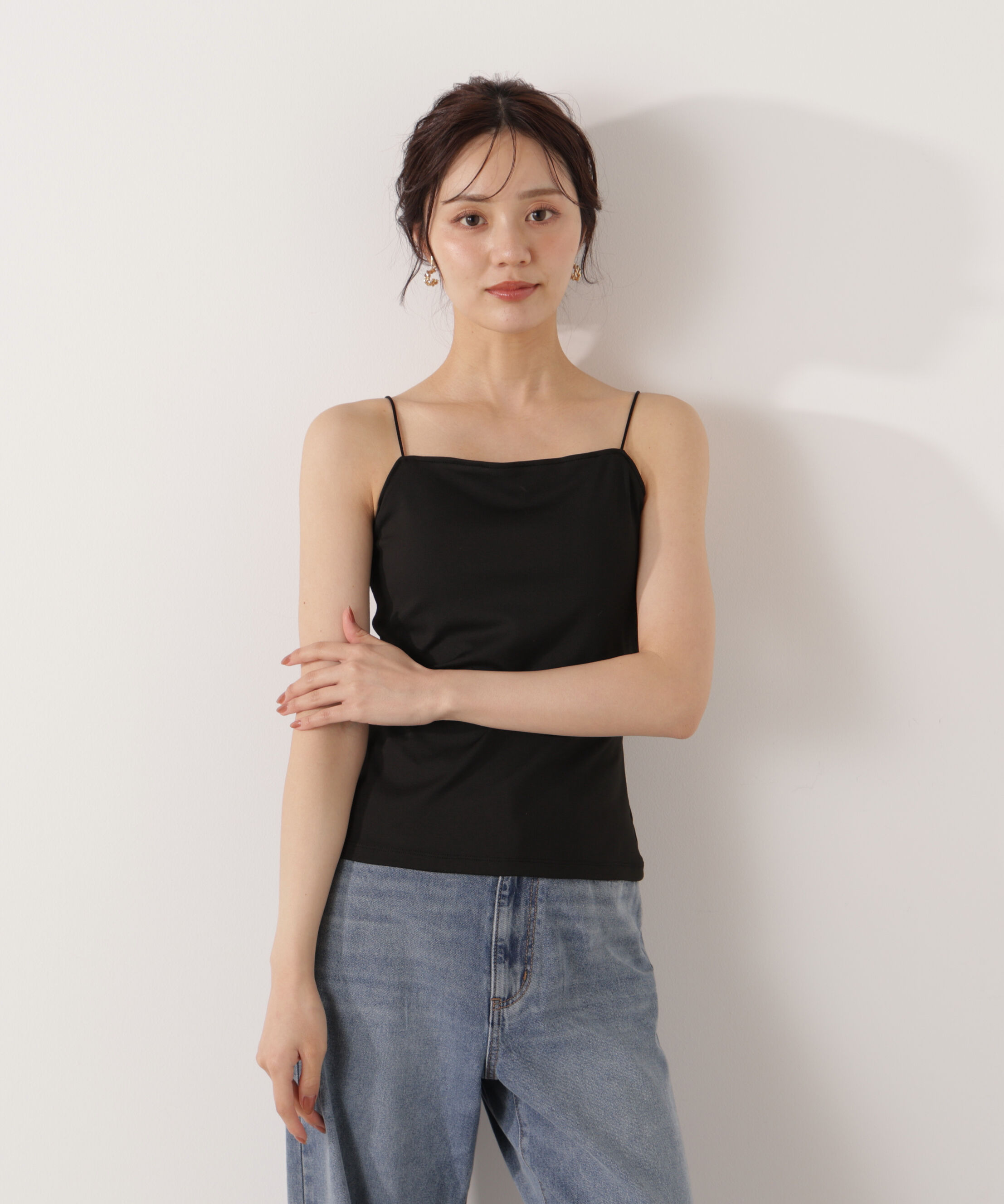 PROPORTION BODY DRESSING「ちら見えガード安心カップ付キャミソール　26SS」|Tシャツ・カットソー|ブラック
