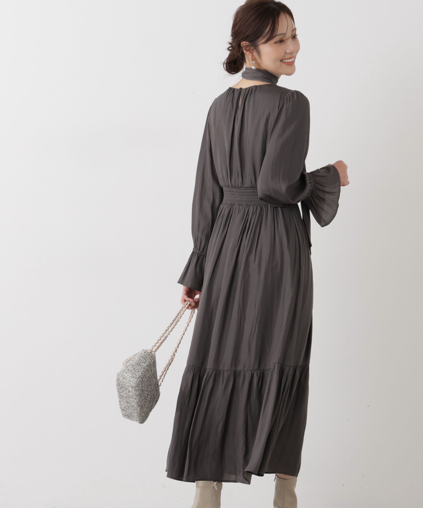 PROPORTION BODY DRESSING「タイ付きギャザーワンピース」|ワンピース|