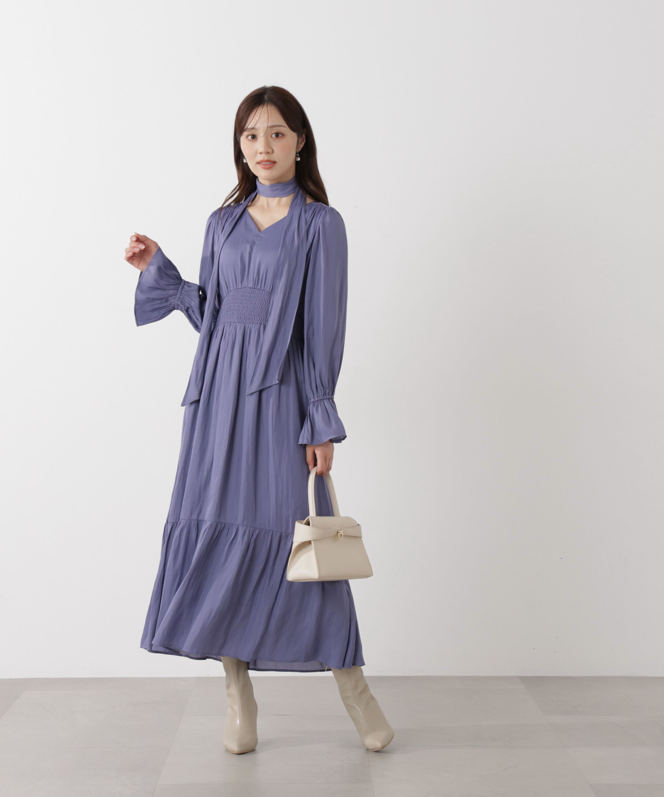 PROPORTION BODY DRESSING「タイ付きギャザーワンピース」|ワンピース|