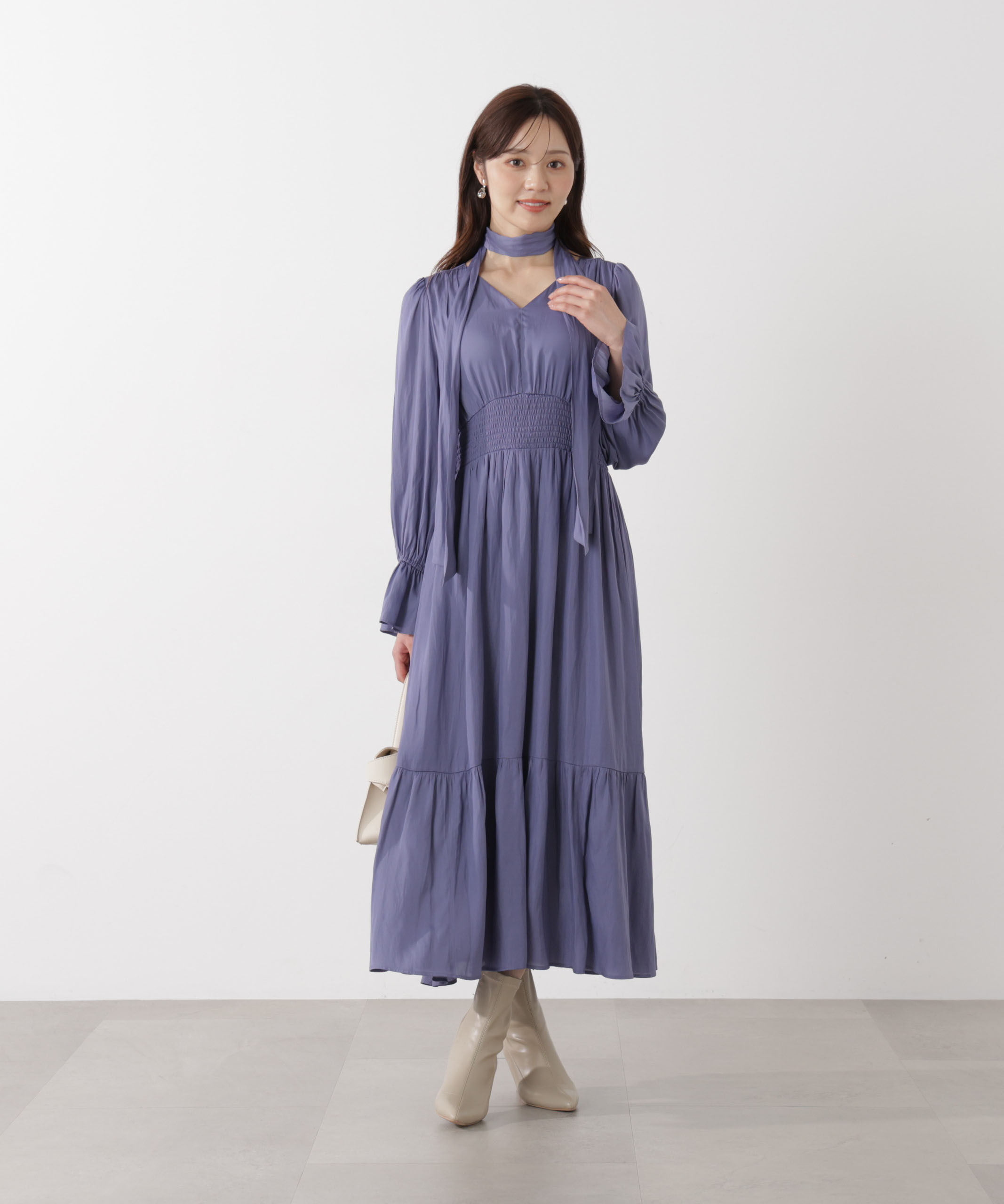 PROPORTION BODY DRESSING「タイ付きギャザーワンピース」|ワンピース|