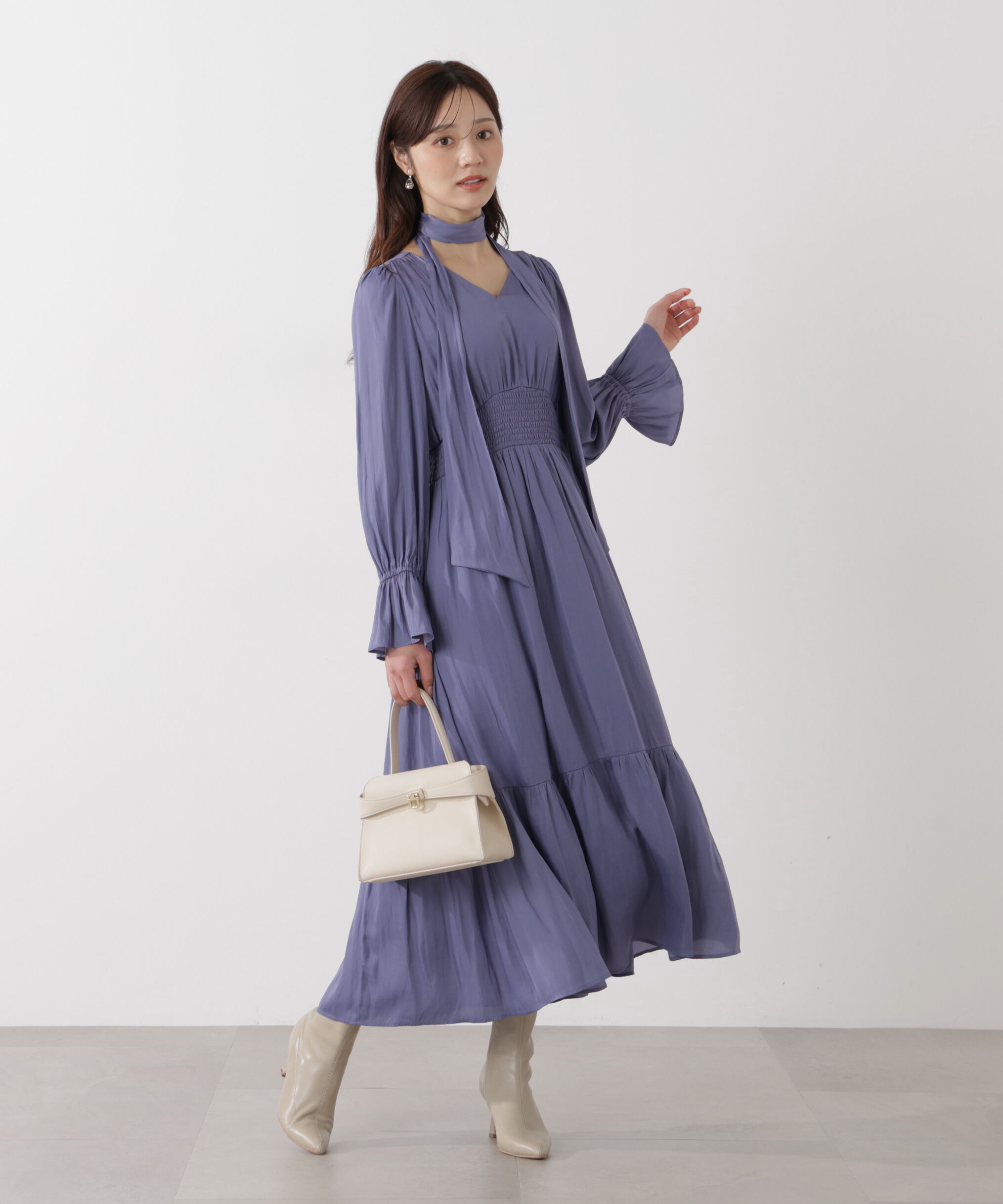 PROPORTION BODY DRESSING「タイ付きギャザーワンピース」|ワンピース|