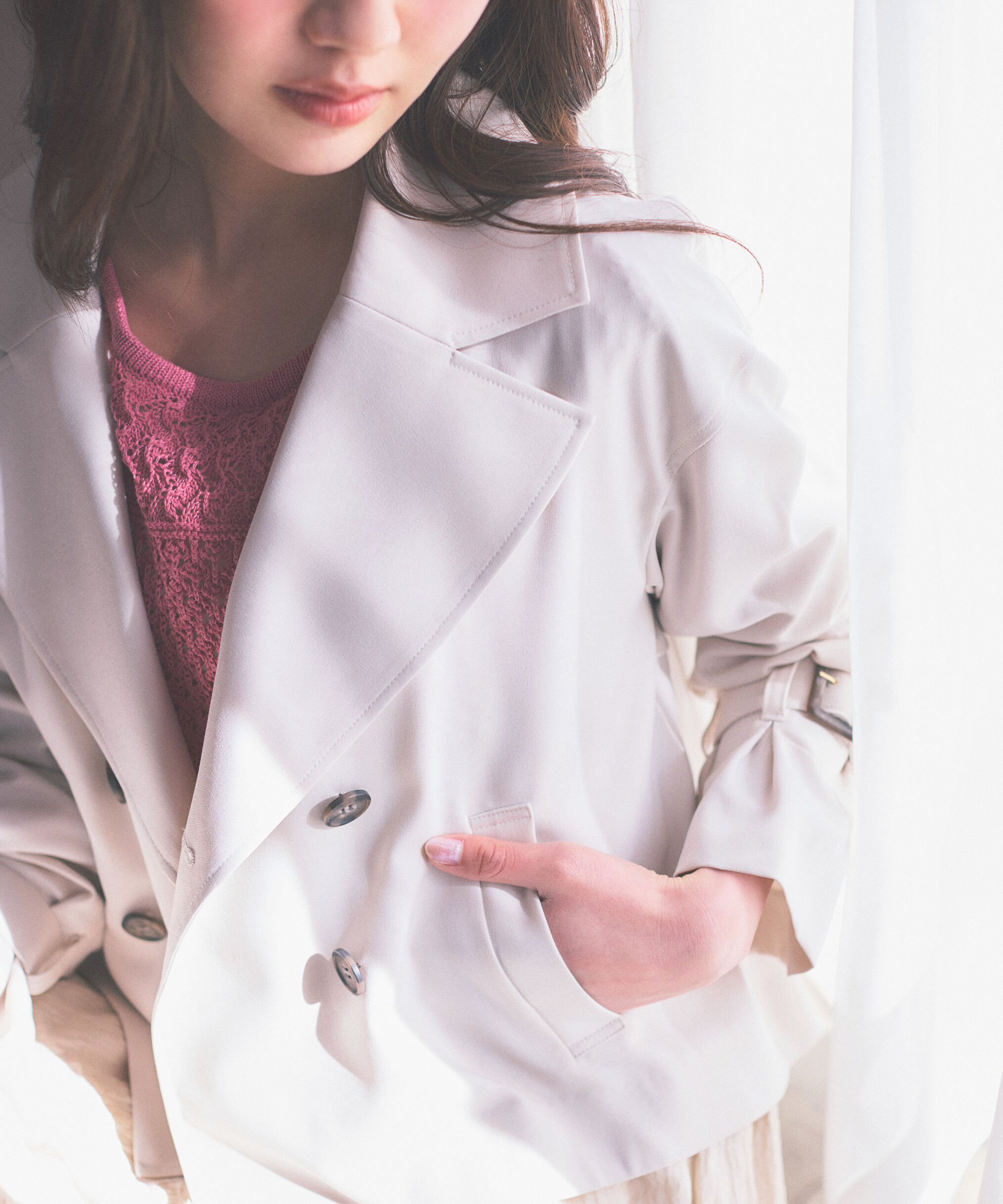 PROPORTION BODY DRESSING「＜防シワ/花粉リリース＞ショートトレンチコート」|ブルゾン・スタジャン|