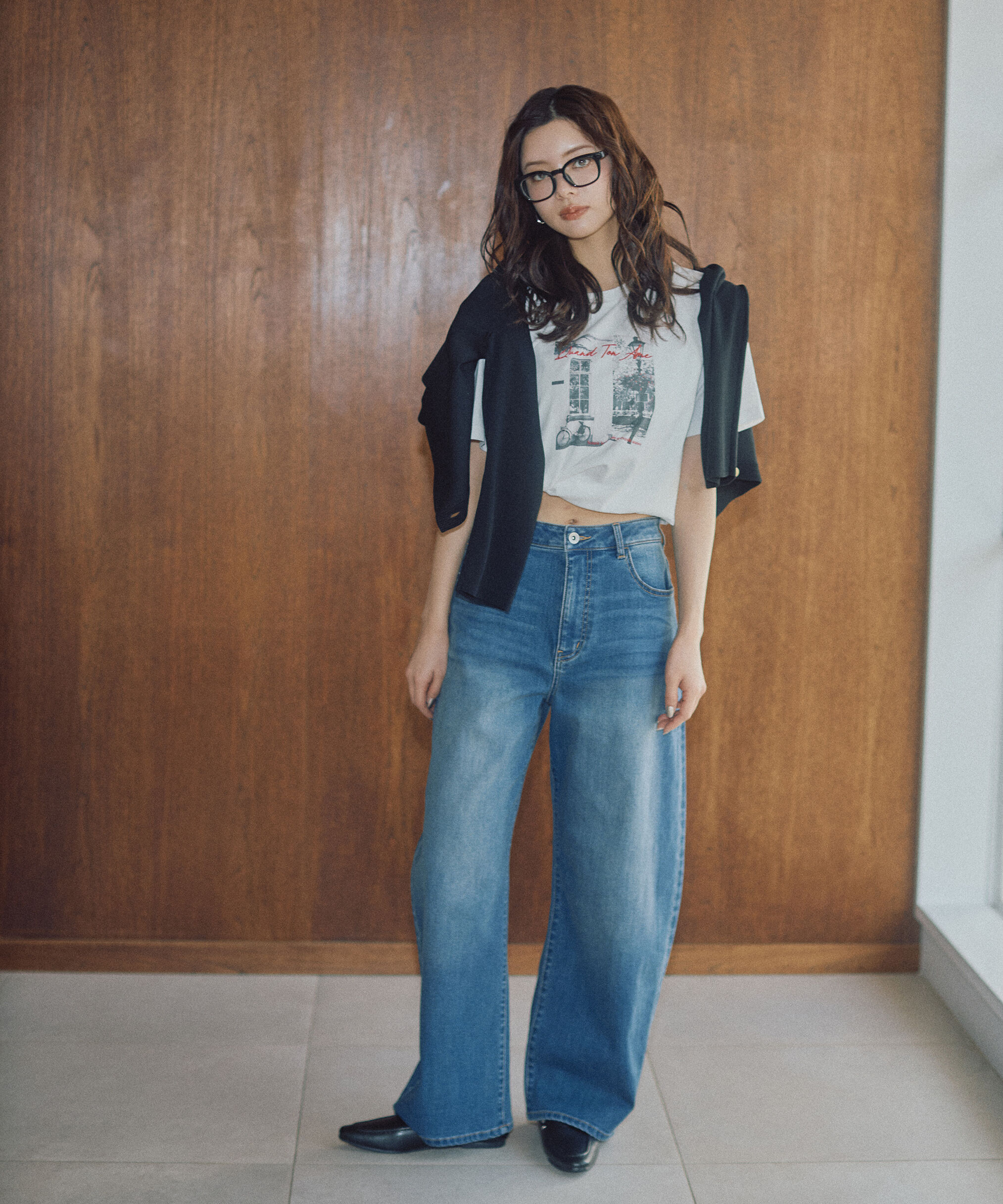 PROPORTION BODY DRESSING「〈a/mie〉カーブデニムパンツ　26SS」|その他|ネイビー