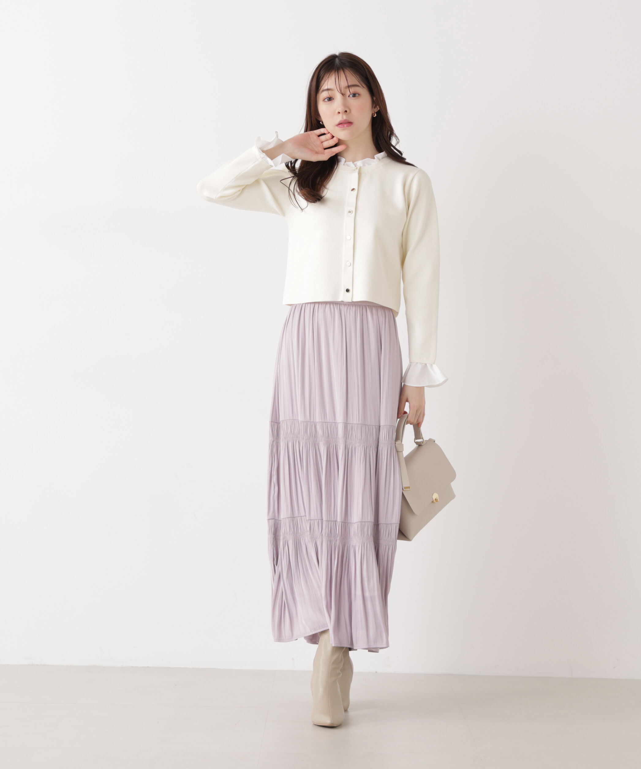 PROPORTION BODY DRESSING「フリルショートカーディガン　26SS」|カーディガン|