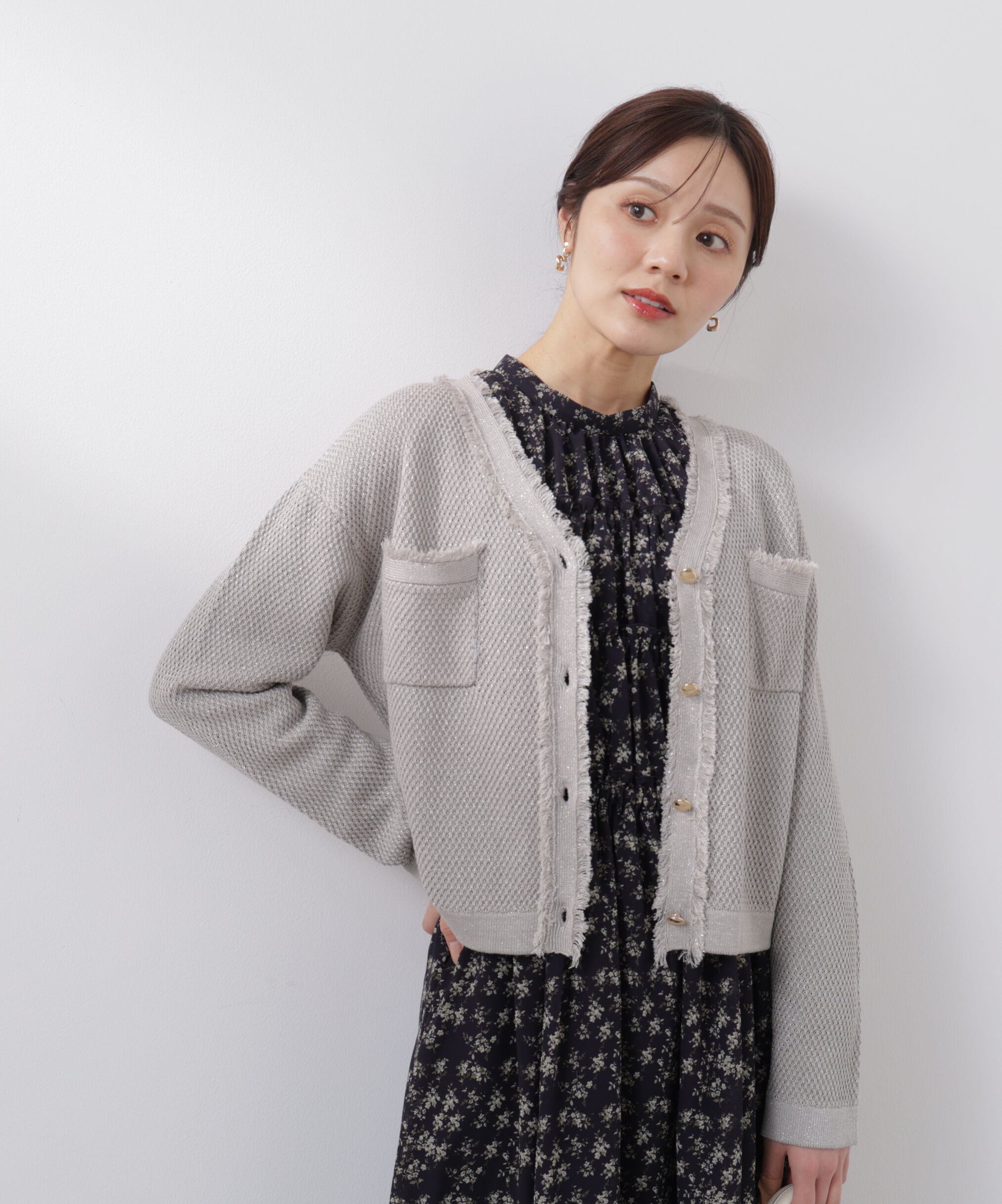 PROPORTION BODY DRESSING「ラメ透かしニットジャケット　26SS」|ニット・セーター|