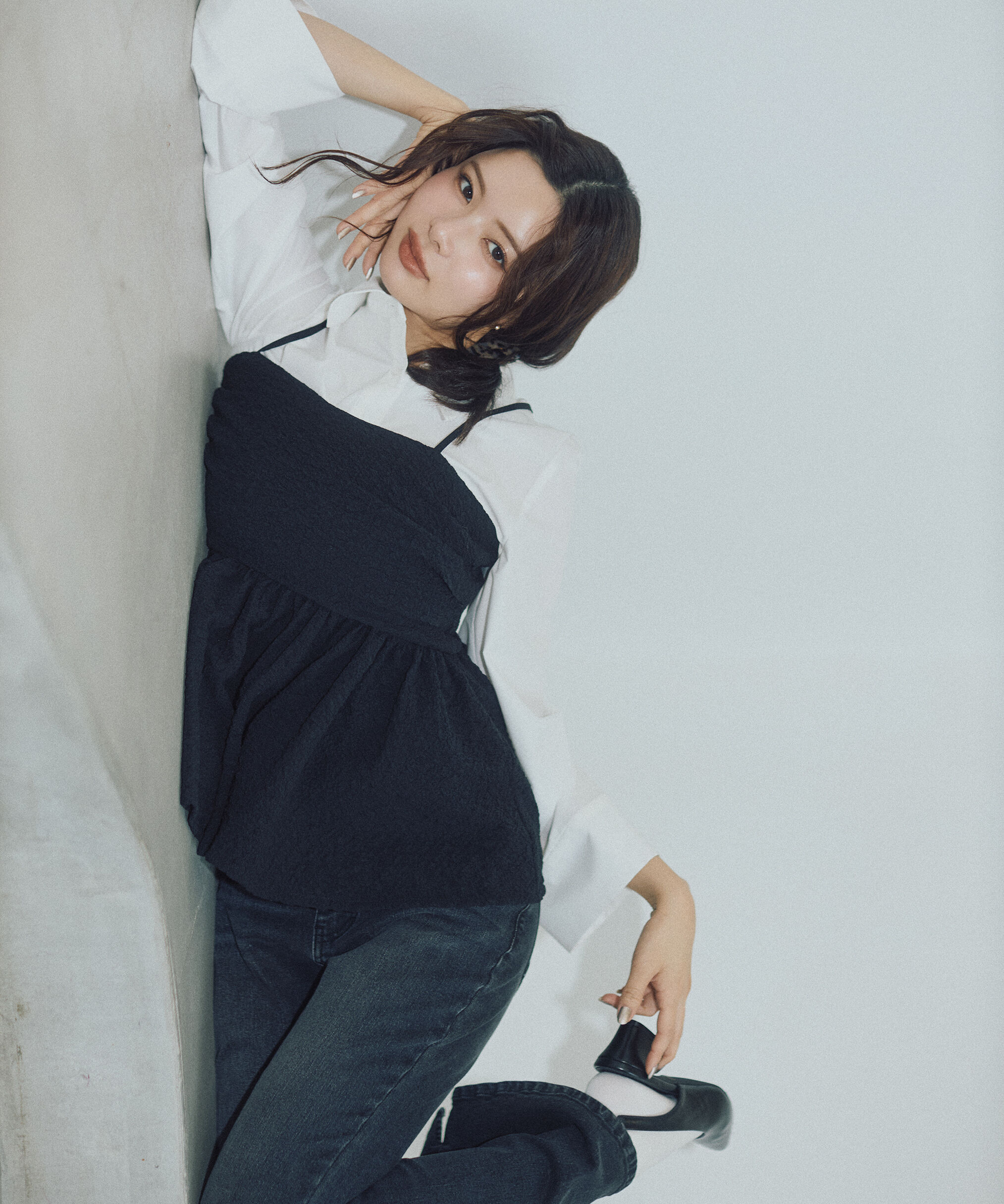 PROPORTION BODY DRESSING「〈a/mie〉膨れジャガードビスチェ　26SS」|シャツ・ブラウス|ブラック