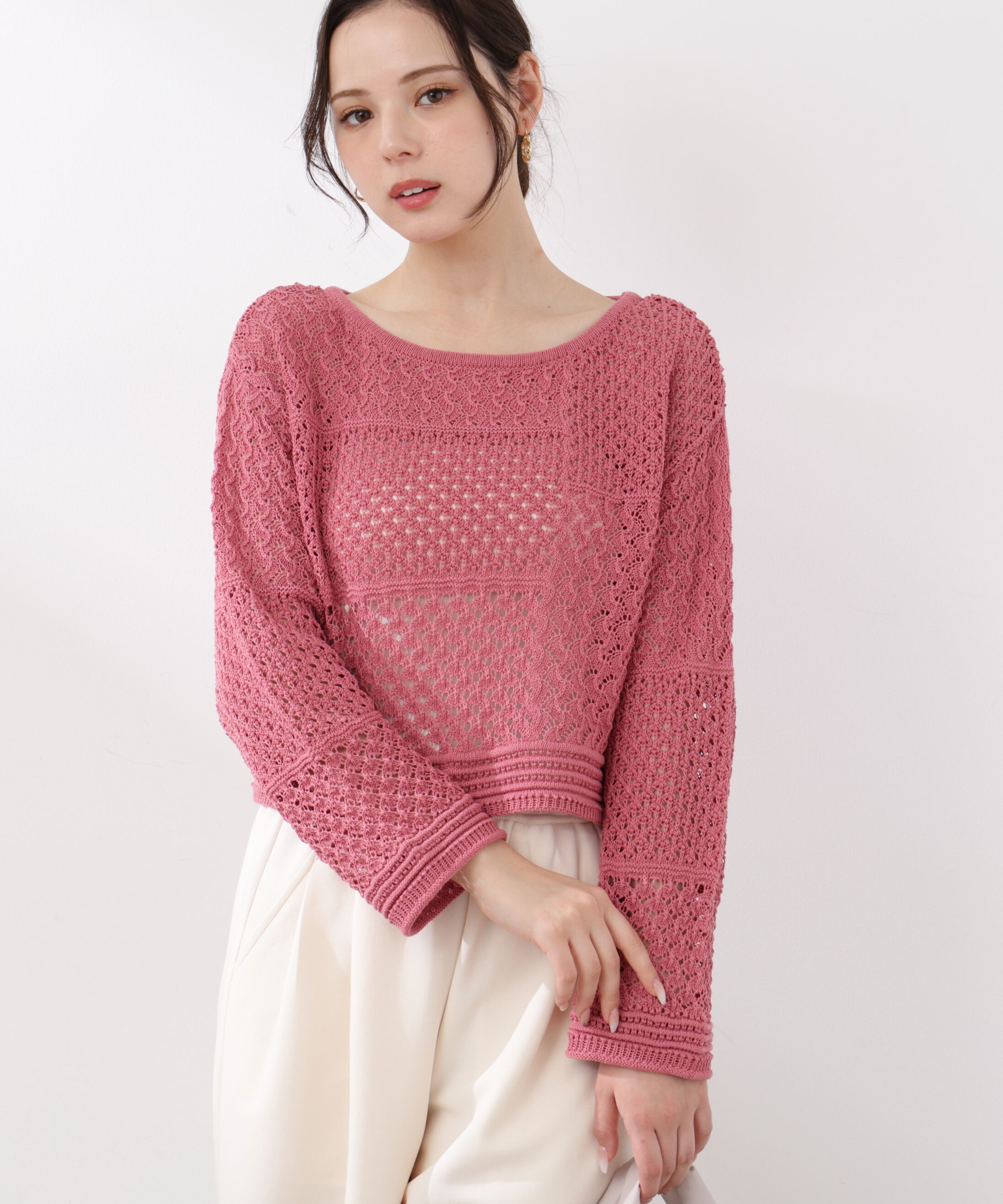 PROPORTION BODY DRESSING「透かし編みボックスニット　26SS」|ニット・セーター|