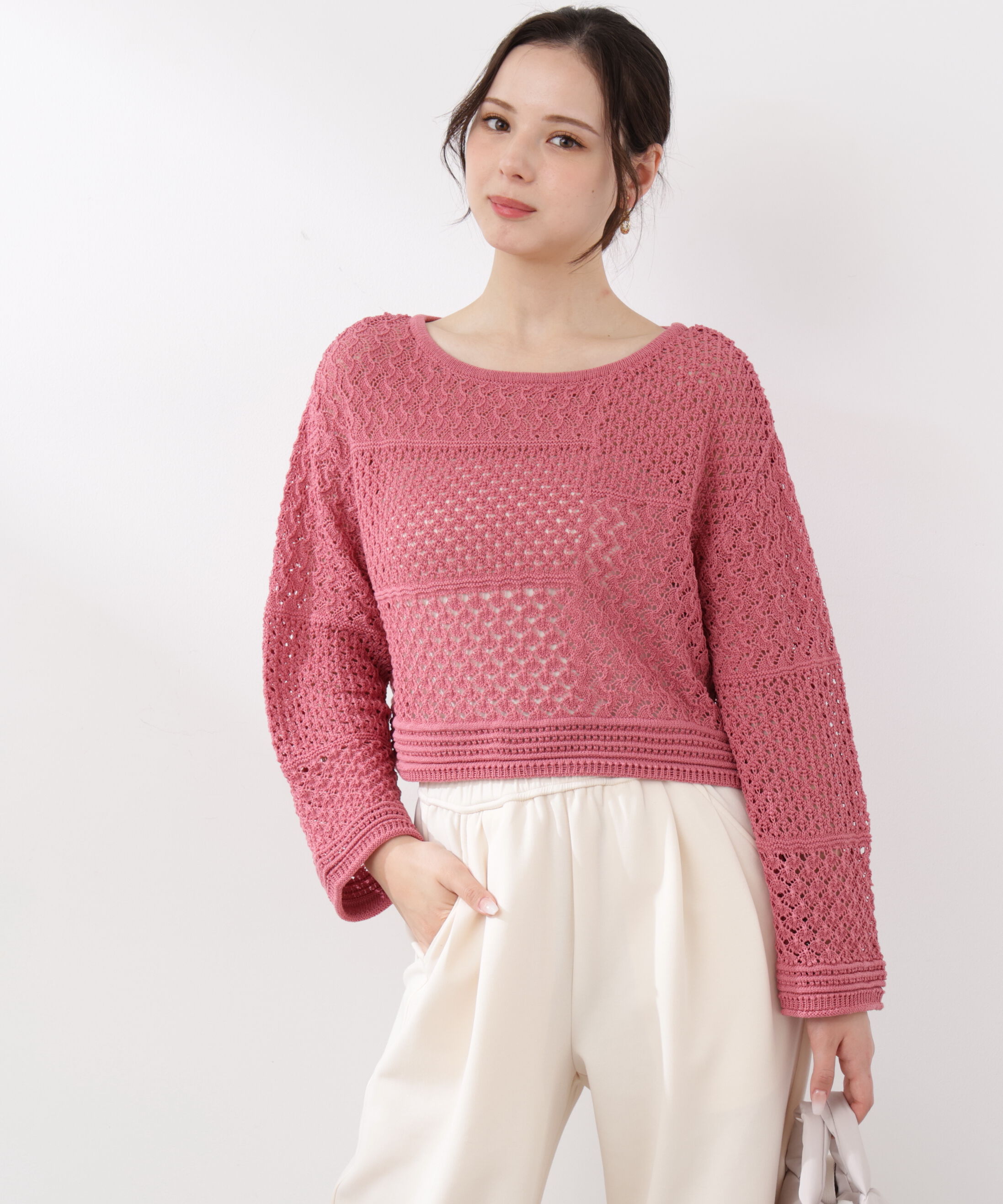 PROPORTION BODY DRESSING「透かし編みボックスニット　26SS」|ニット・セーター|