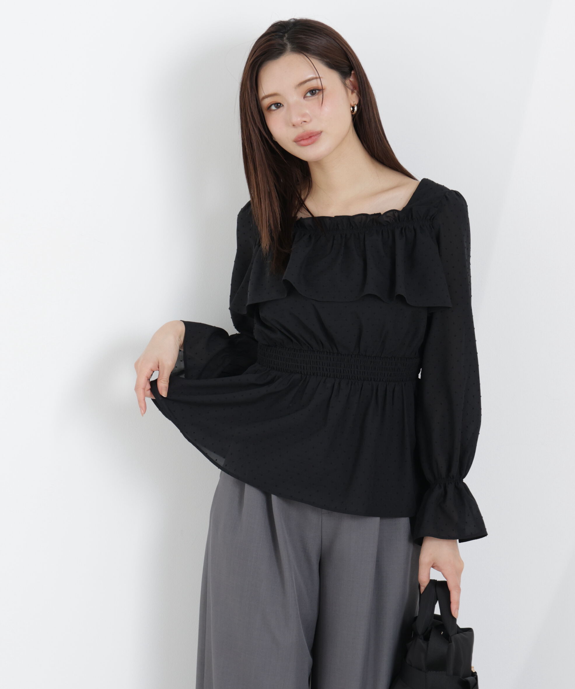 PROPORTION BODY DRESSING「＜ウォッシャブル＞フリルシャーリングブラウス　26SS」|シャツ・ブラウス|