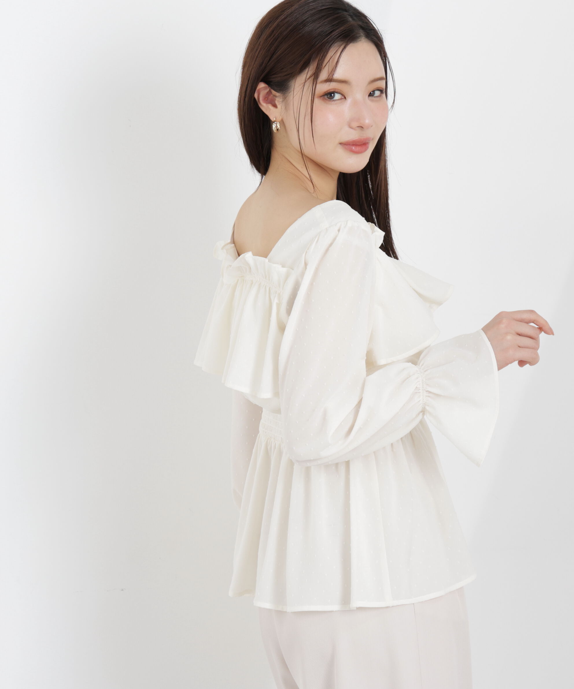 PROPORTION BODY DRESSING「＜ウォッシャブル＞フリルシャーリングブラウス　26SS」|シャツ・ブラウス|