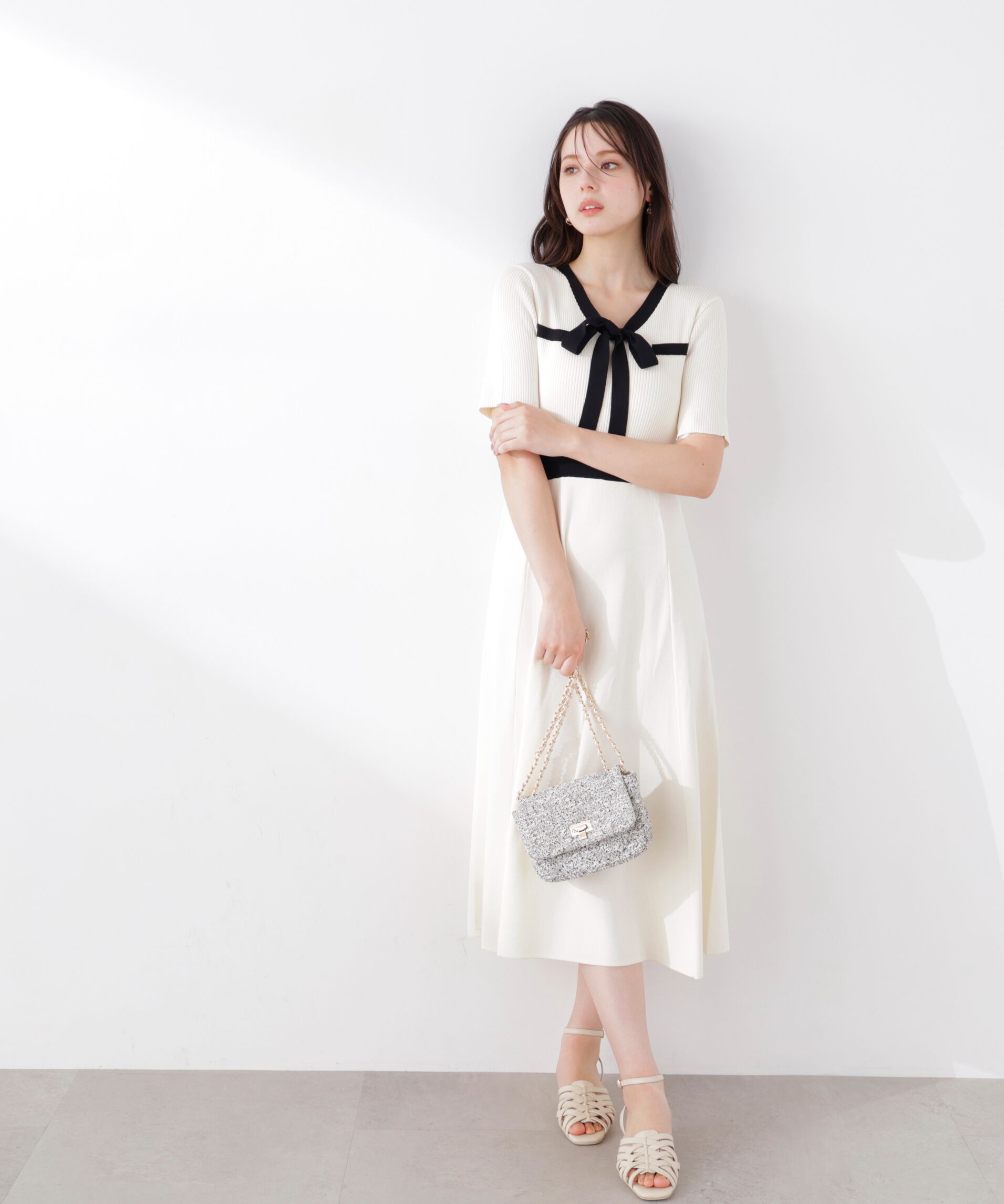 PROPORTION BODY DRESSING「リボンタイバイカラーニットワンピース　26SS」|ワンピース|