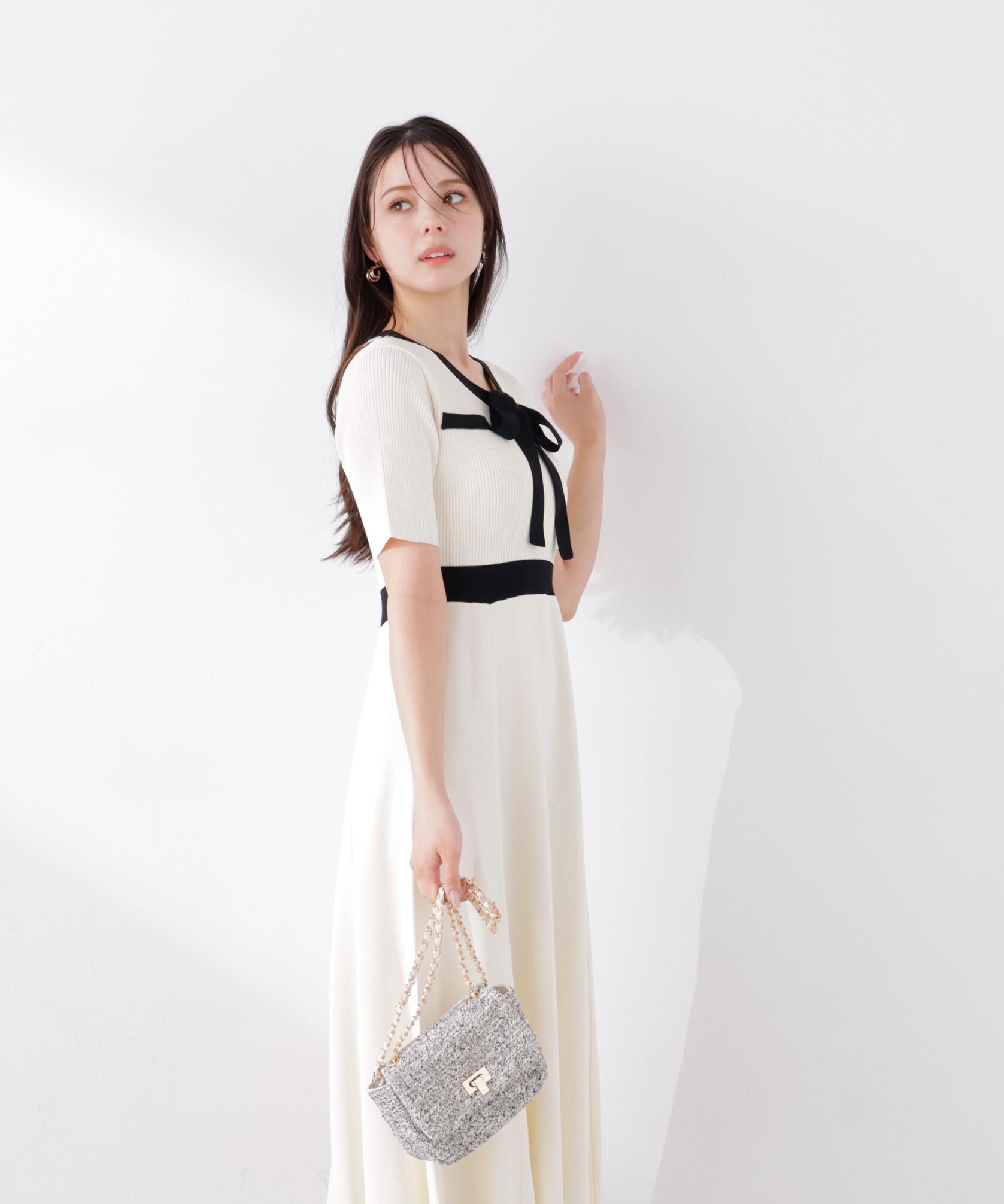 PROPORTION BODY DRESSING「リボンタイバイカラーニットワンピース　26SS」|ワンピース|