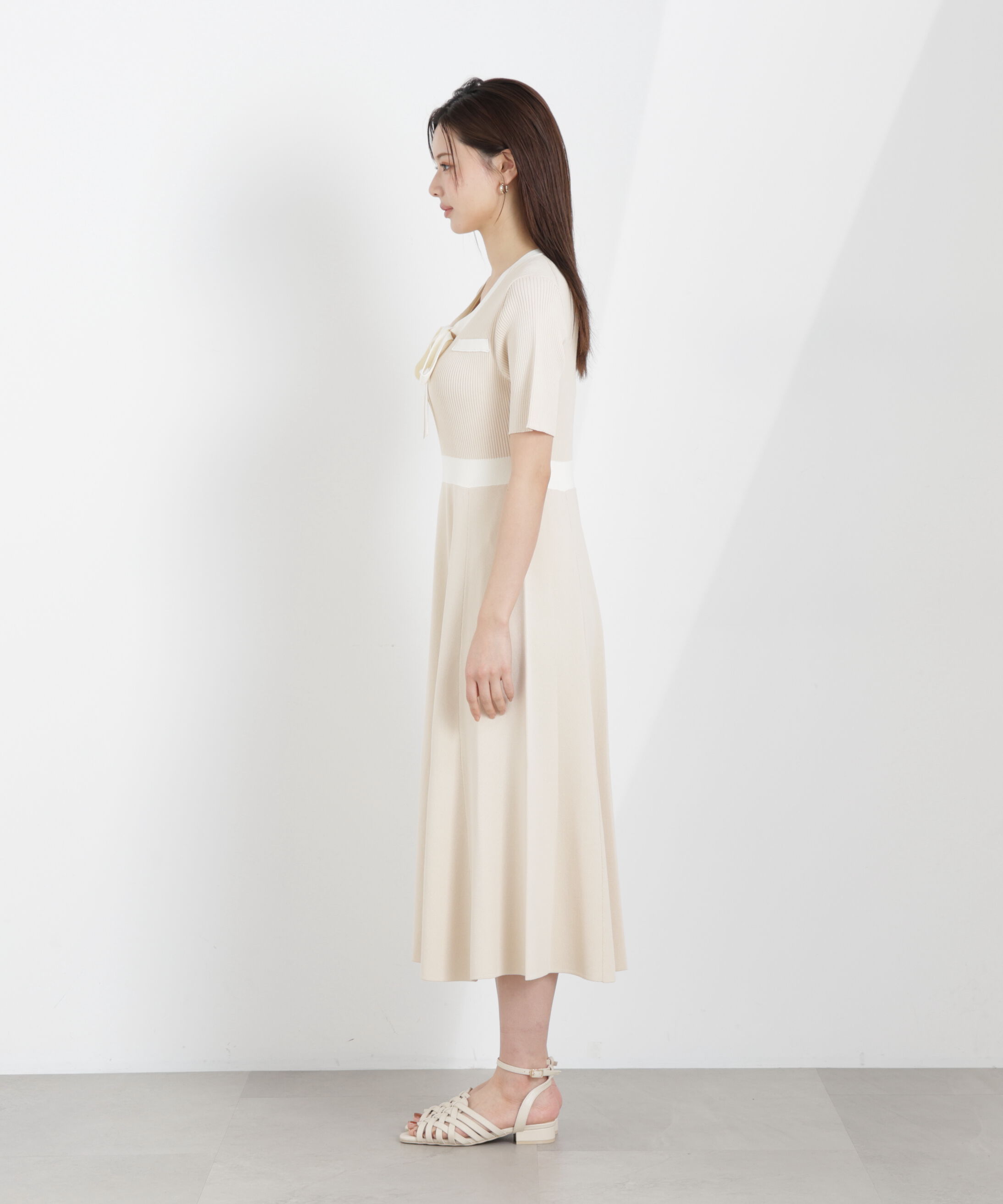 PROPORTION BODY DRESSING「リボンタイバイカラーニットワンピース　26SS」|ワンピース|