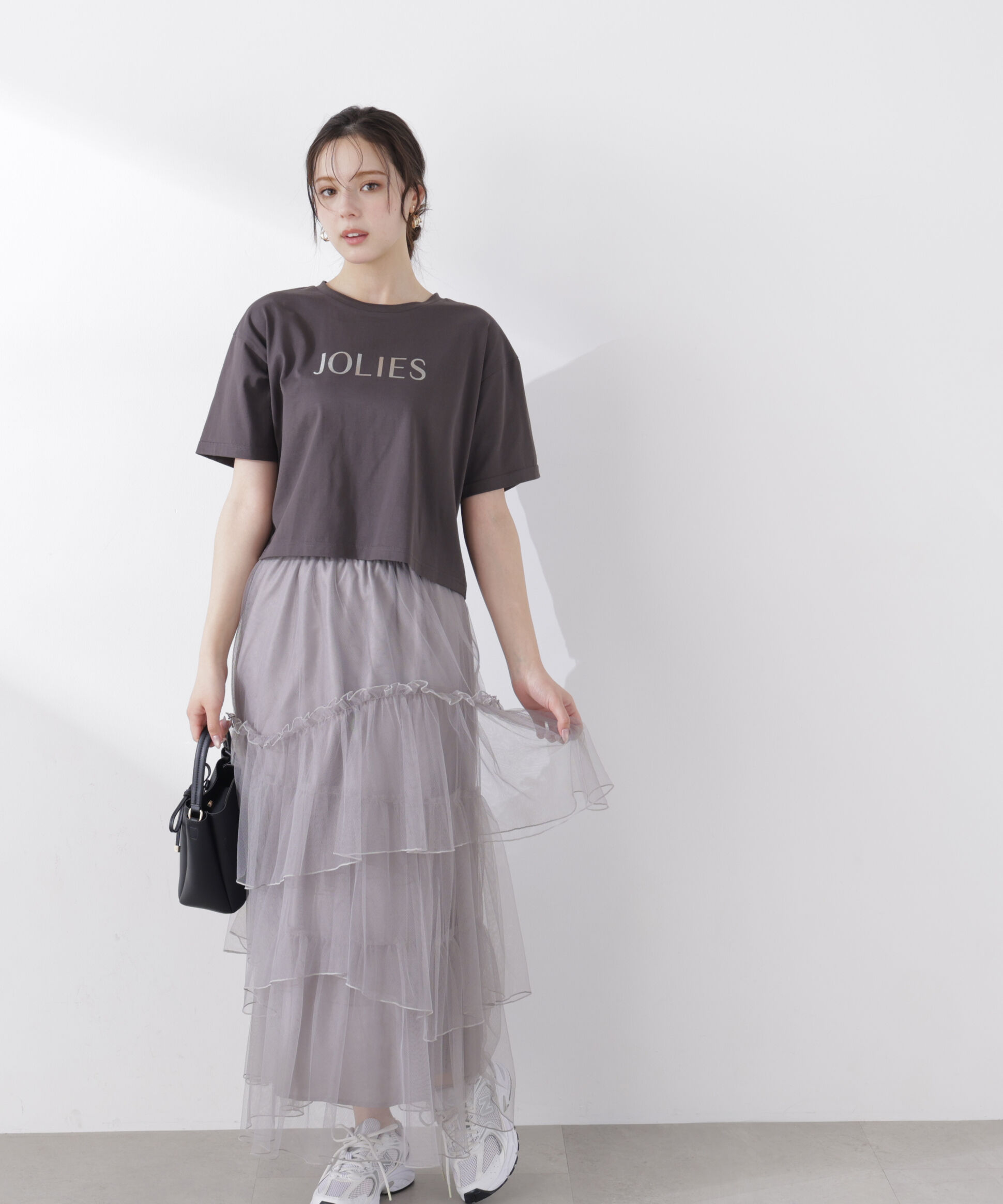 PROPORTION BODY DRESSING「ランダムティアードチュールスカート　26SS」|スカート|グレー