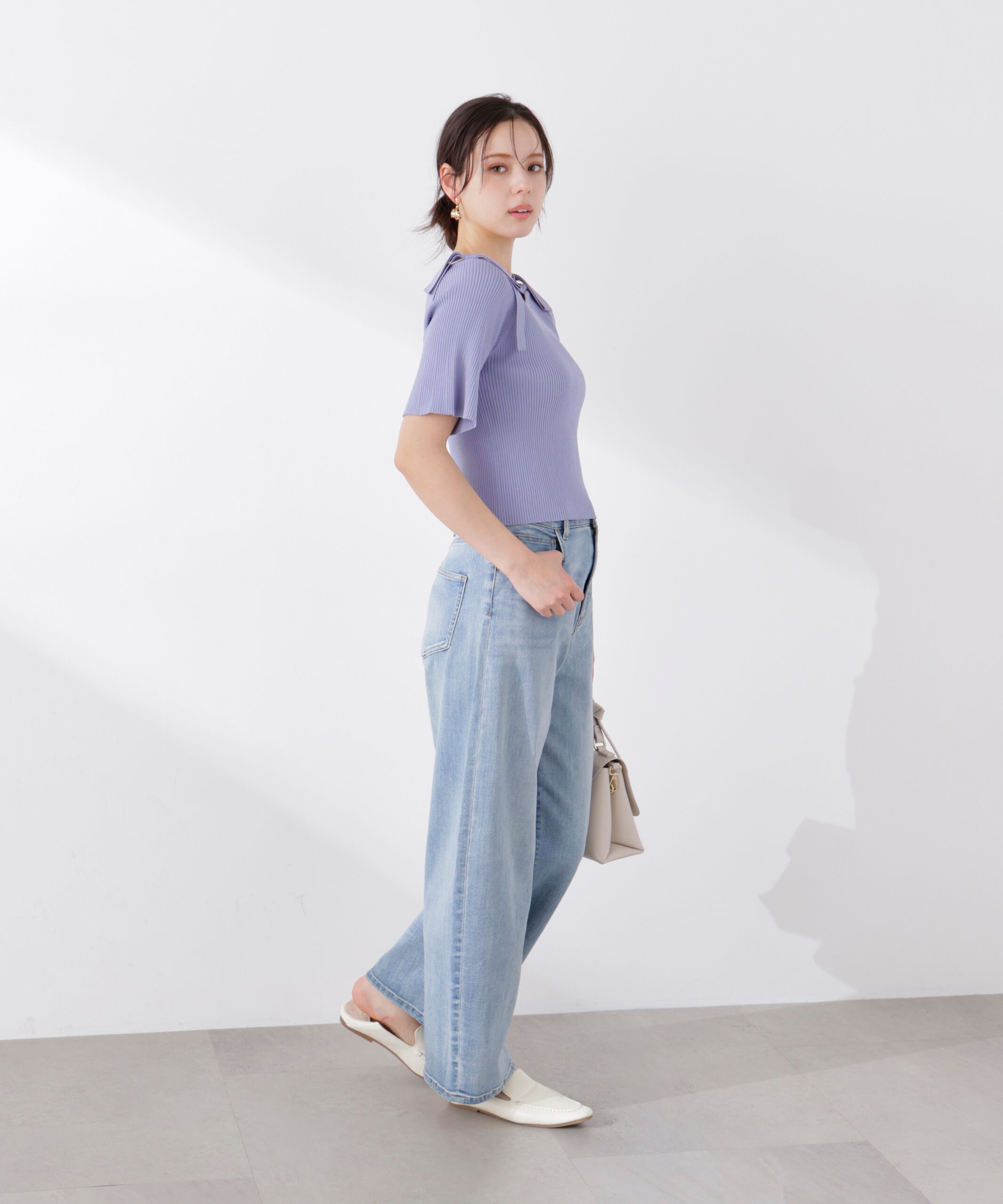 PROPORTION BODY DRESSING「＜ウォッシャブル/UV＞肩リボンオフショルニット　26SS」|ニット・セーター|