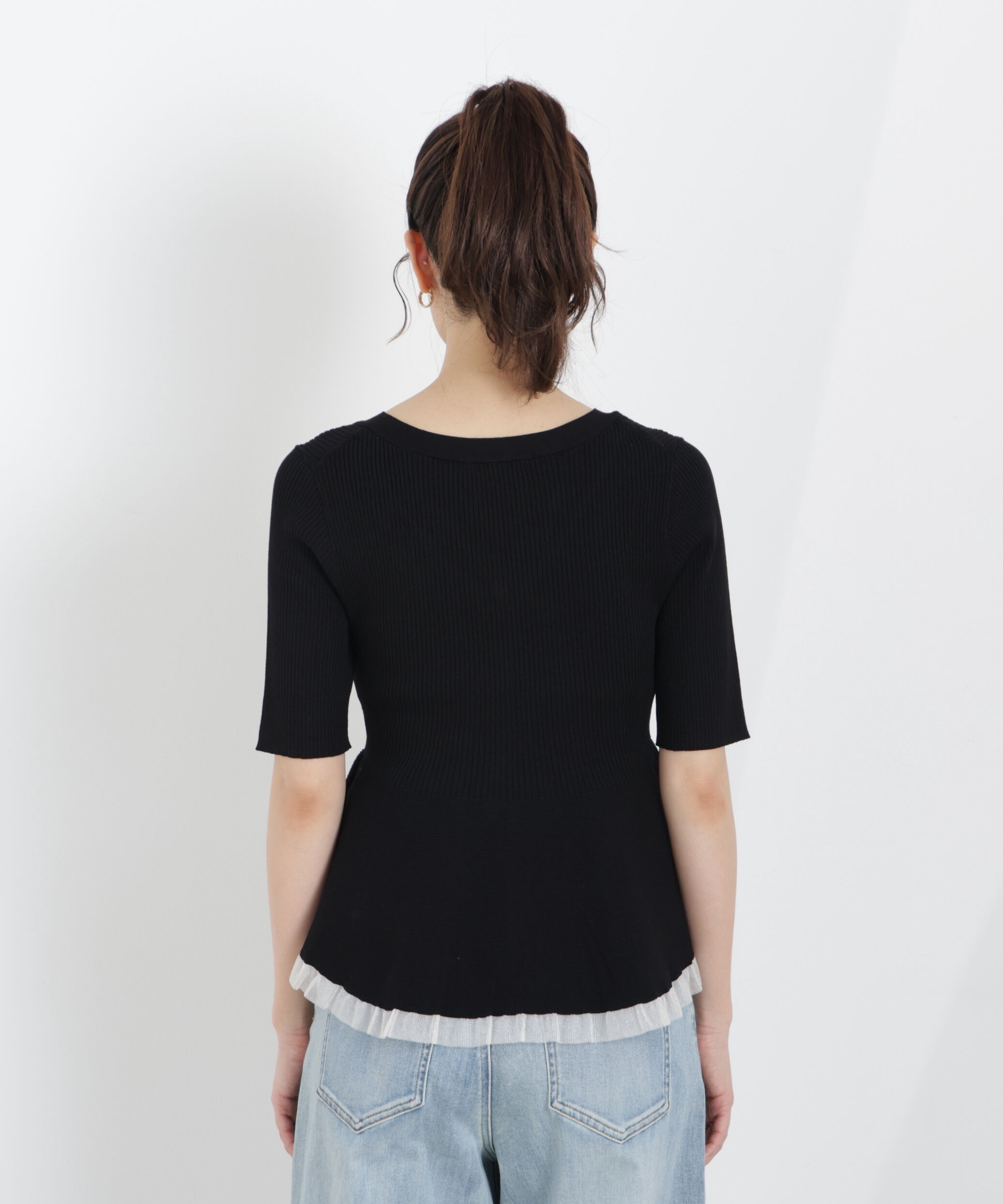 PROPORTION BODY DRESSING「部分シアーペプラムニット　26SS」|ニット・セーター|