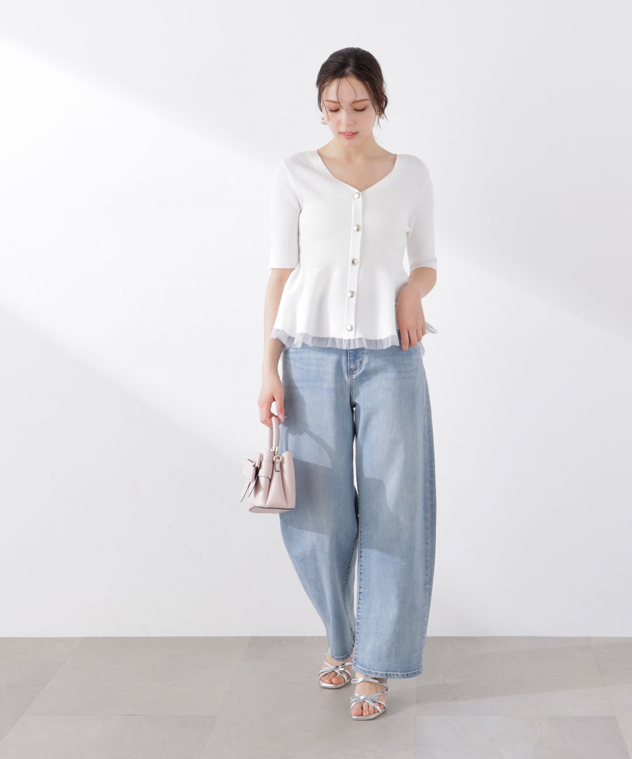 PROPORTION BODY DRESSING「部分シアーペプラムニット　26SS」|ニット・セーター|