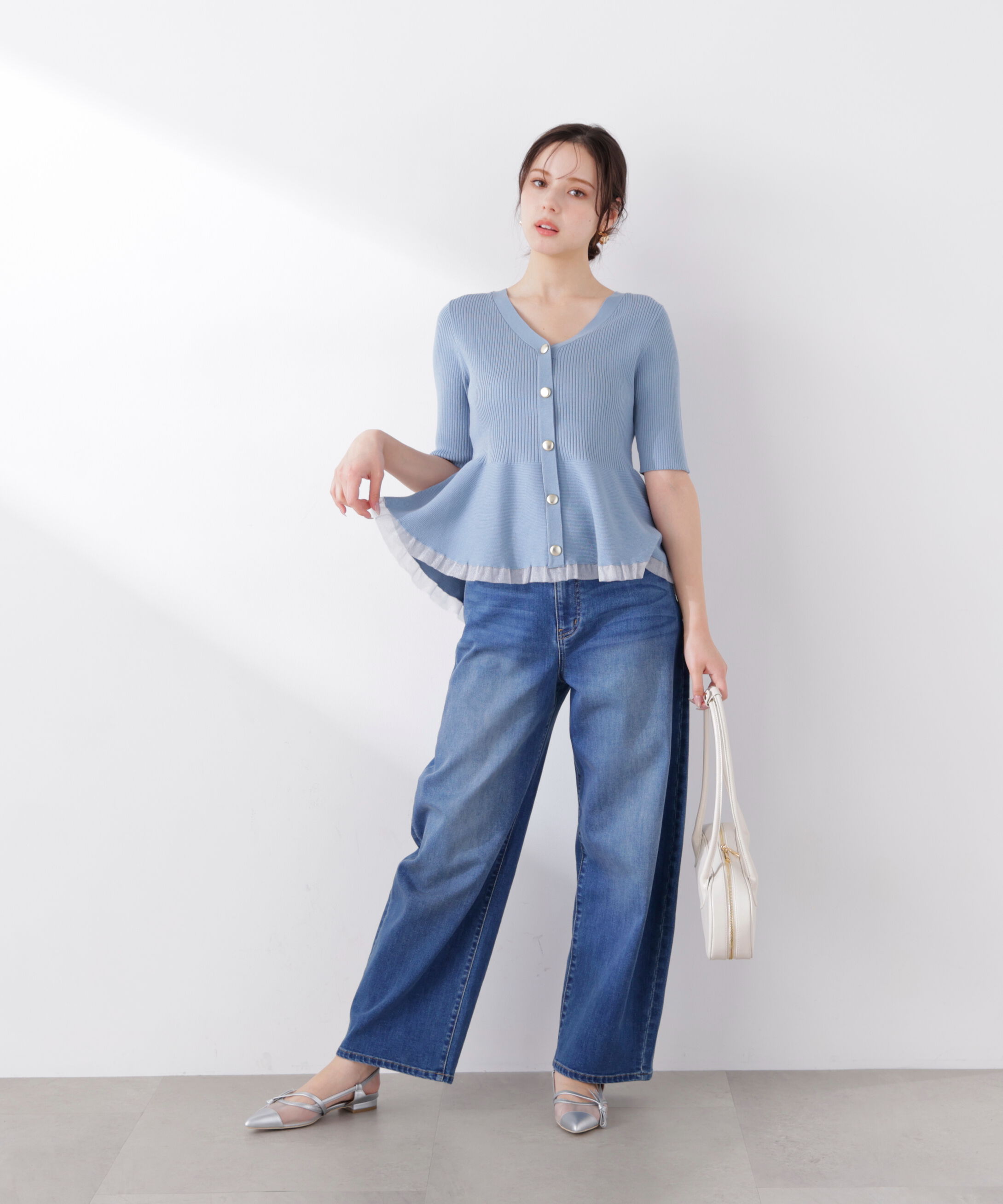 PROPORTION BODY DRESSING「部分シアーペプラムニット　26SS」|ニット・セーター|