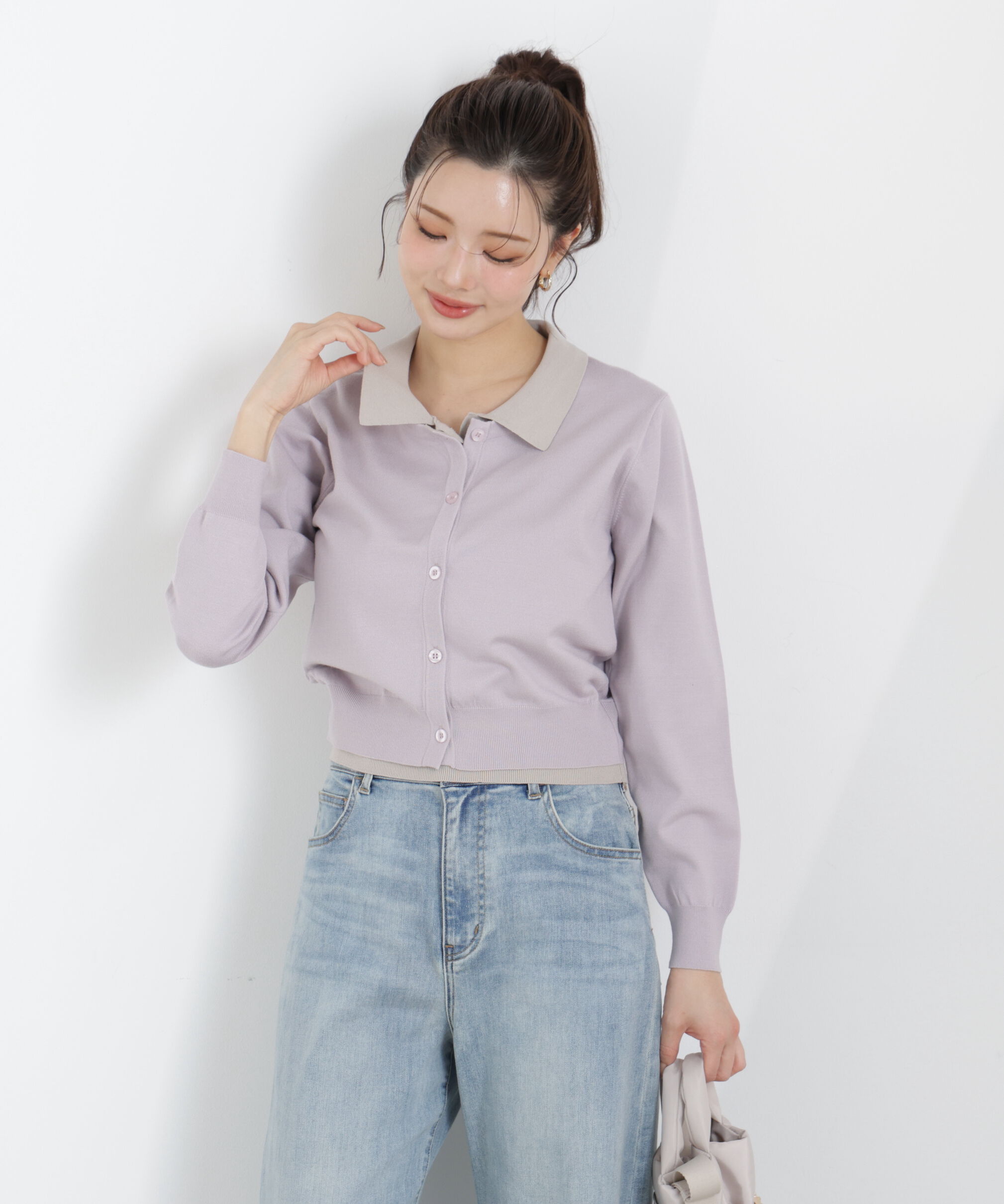 PROPORTION BODY DRESSING「〈a/mie〉レイヤード風カーディガン　26SS」|ニット・セーター|