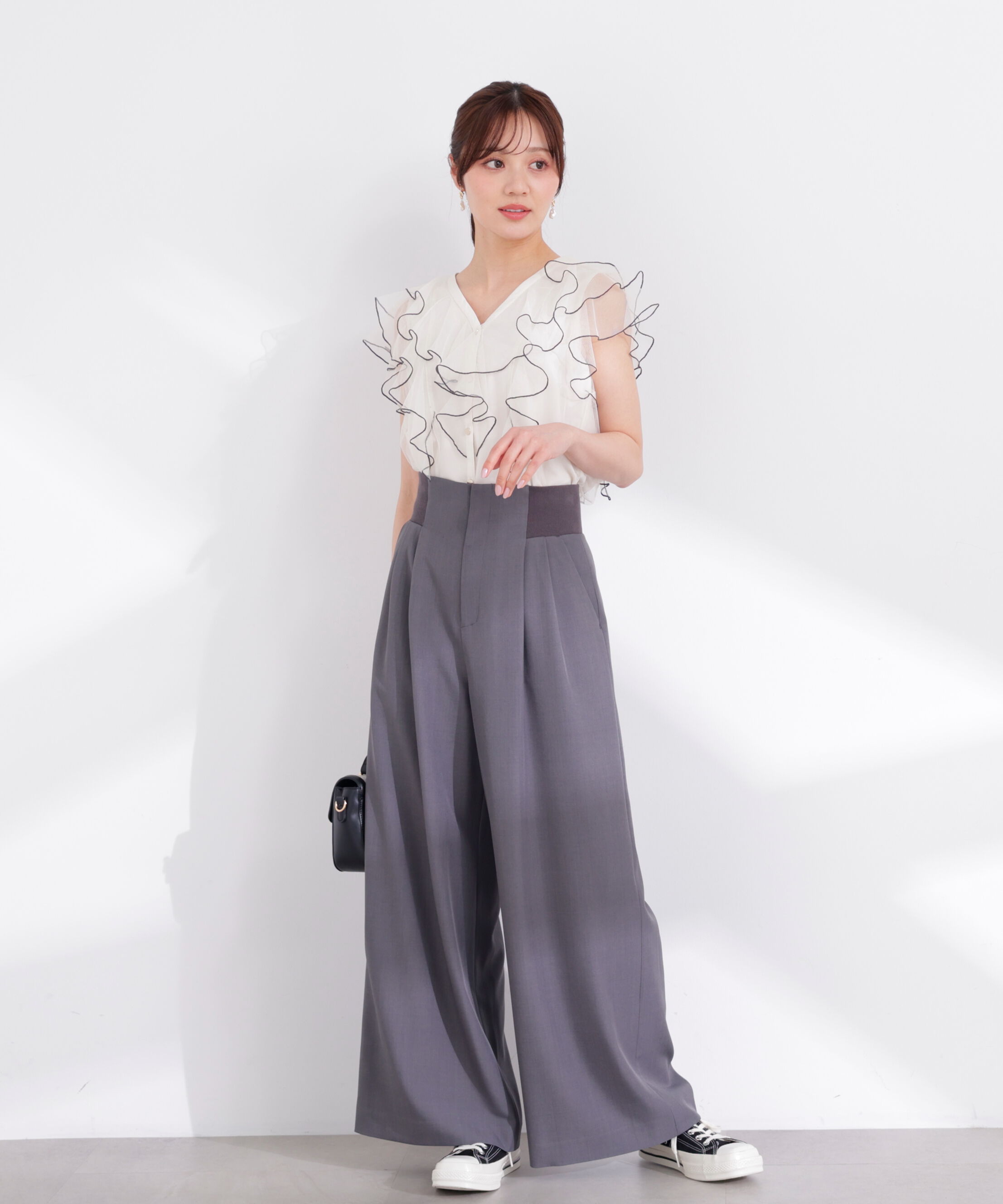 PROPORTION BODY DRESSING「チュールラッフルブラウス 26SS」|シャツ・ブラウス|