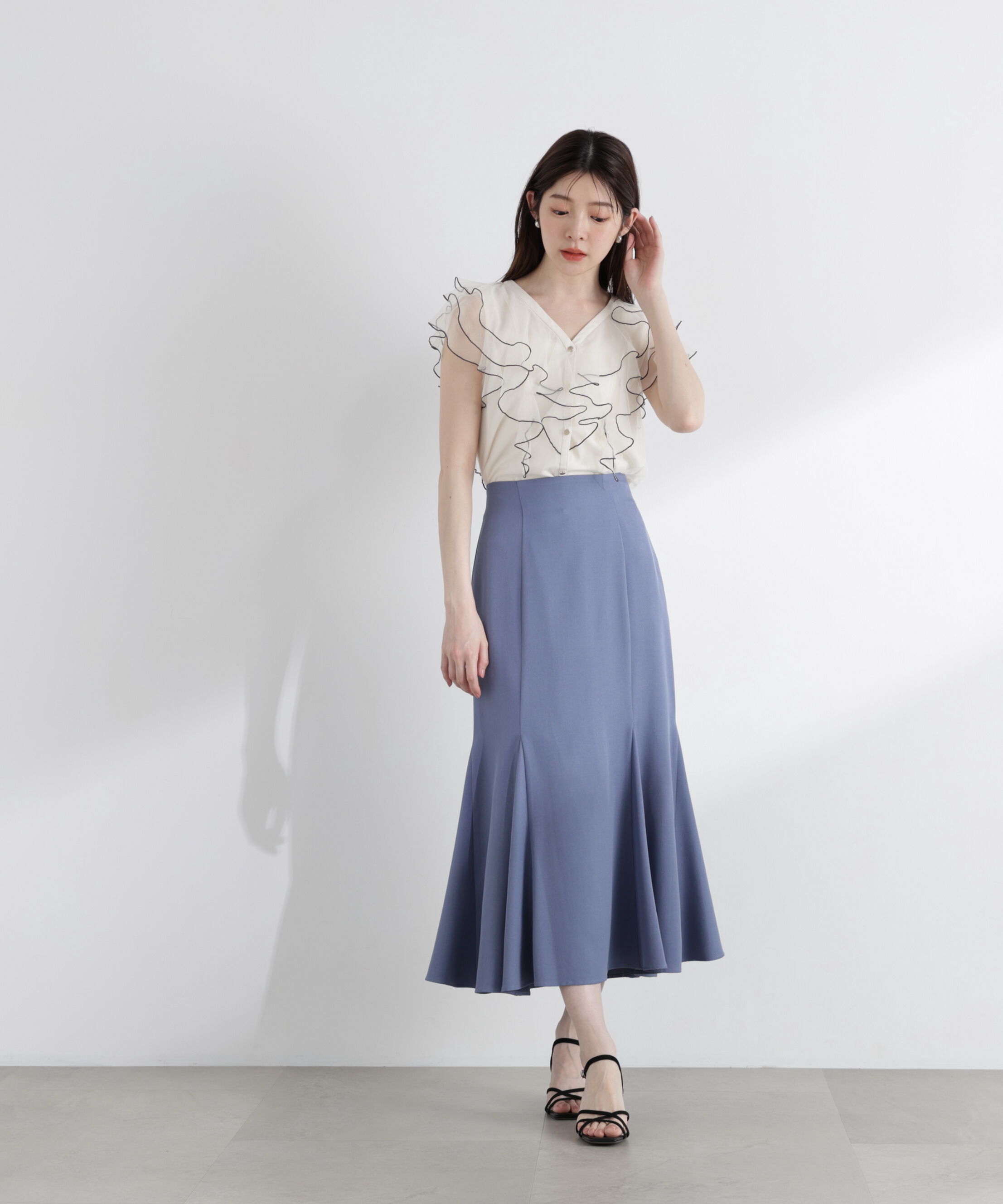 PROPORTION BODY DRESSING「チュールラッフルブラウス 26SS」|シャツ・ブラウス|