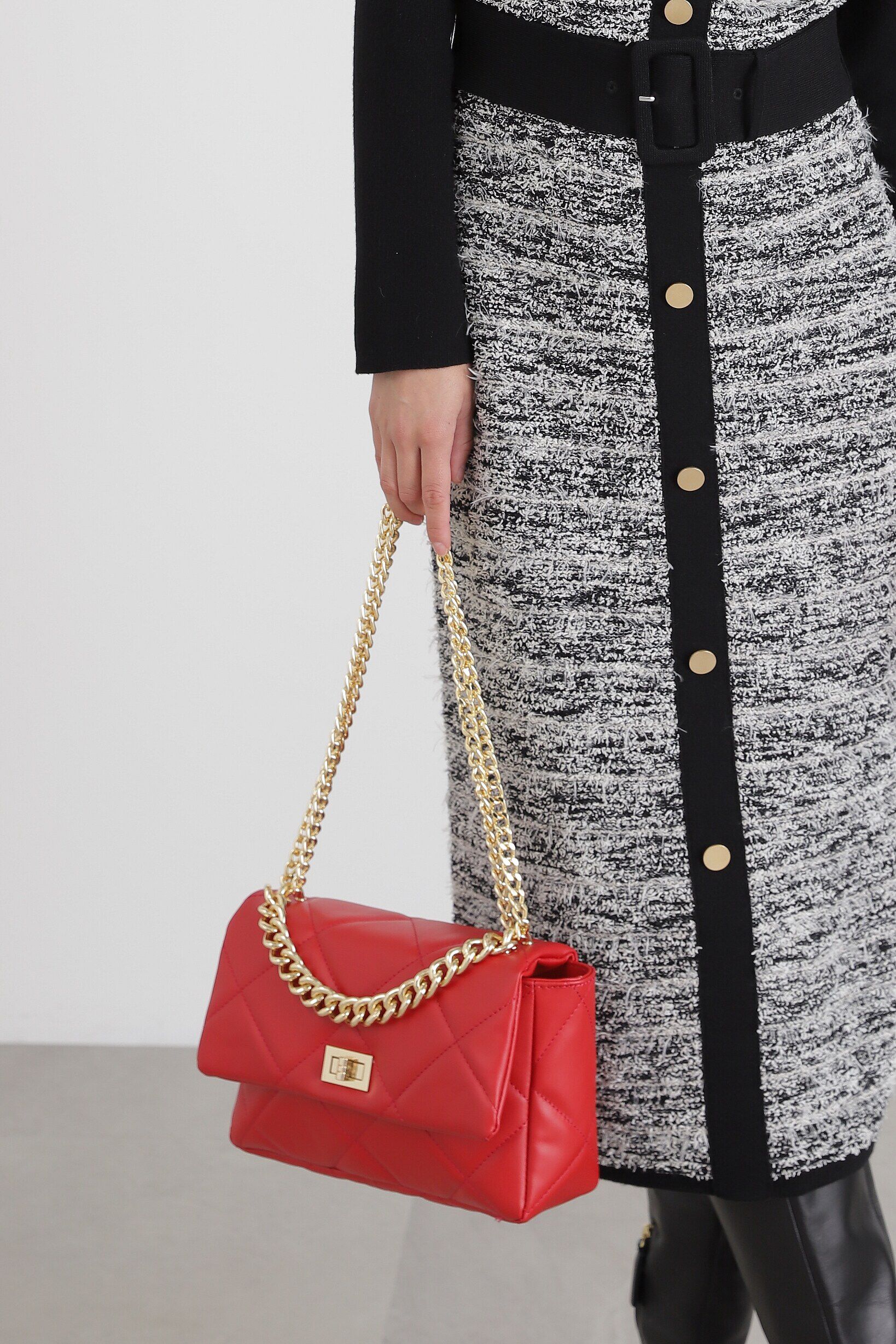  「キルティングレザーバッグ」|その他|レッド