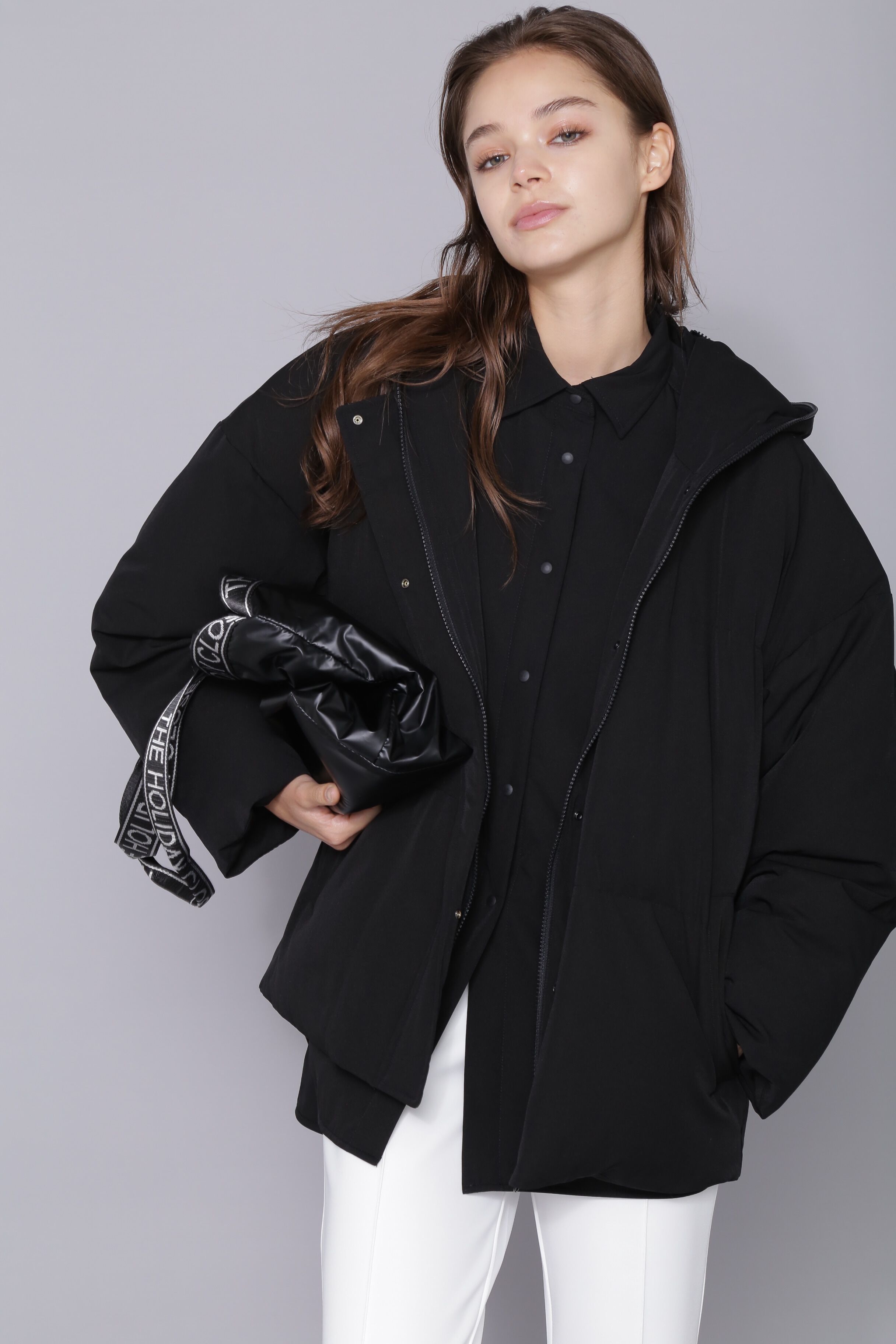  「[THE HOLIDAY CLOSET] 中綿フードコート」|ブルゾン・スタジャン|ブラック