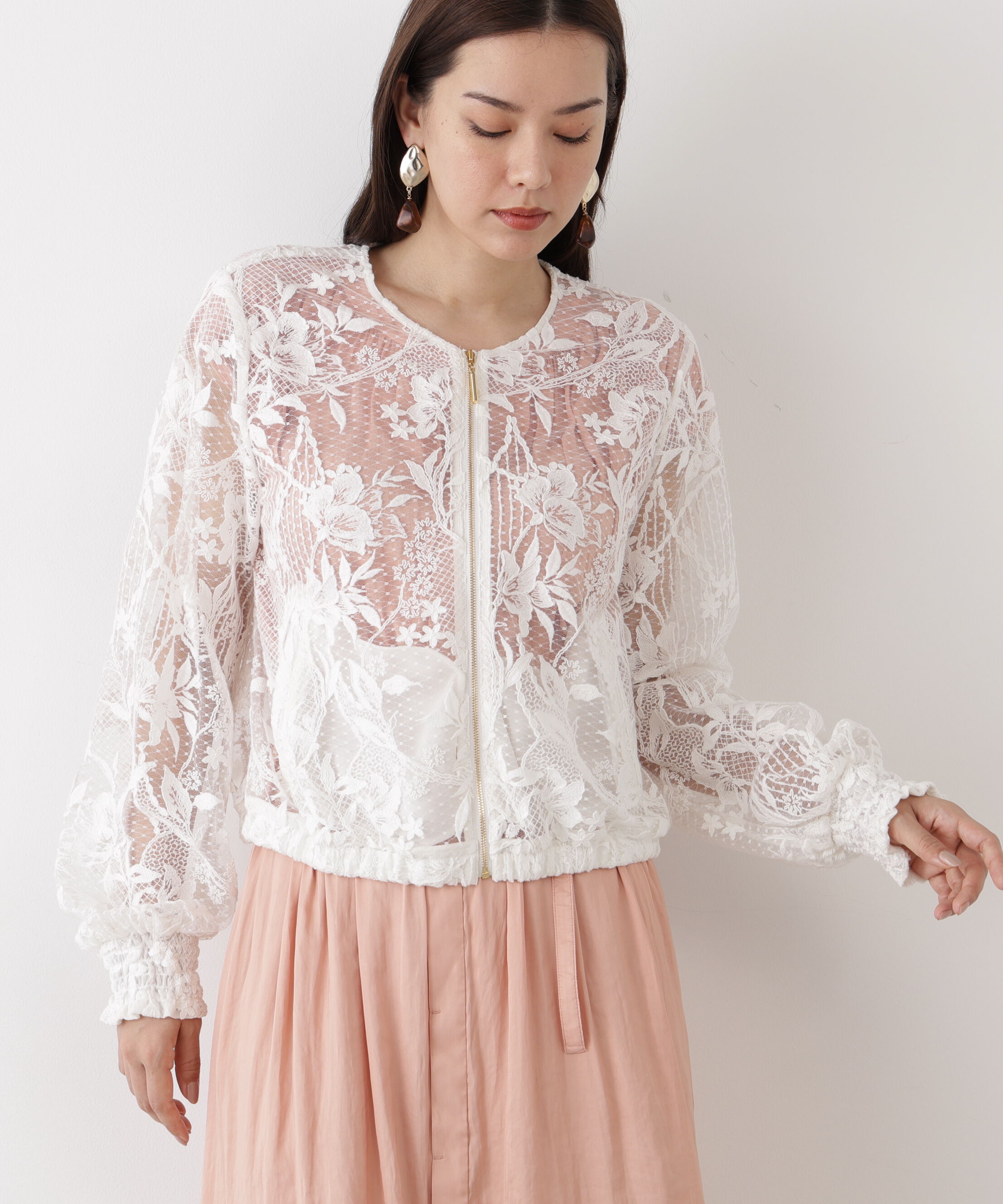  「◆フラワービジュレースブルゾン」|ブルゾン・スタジャン|