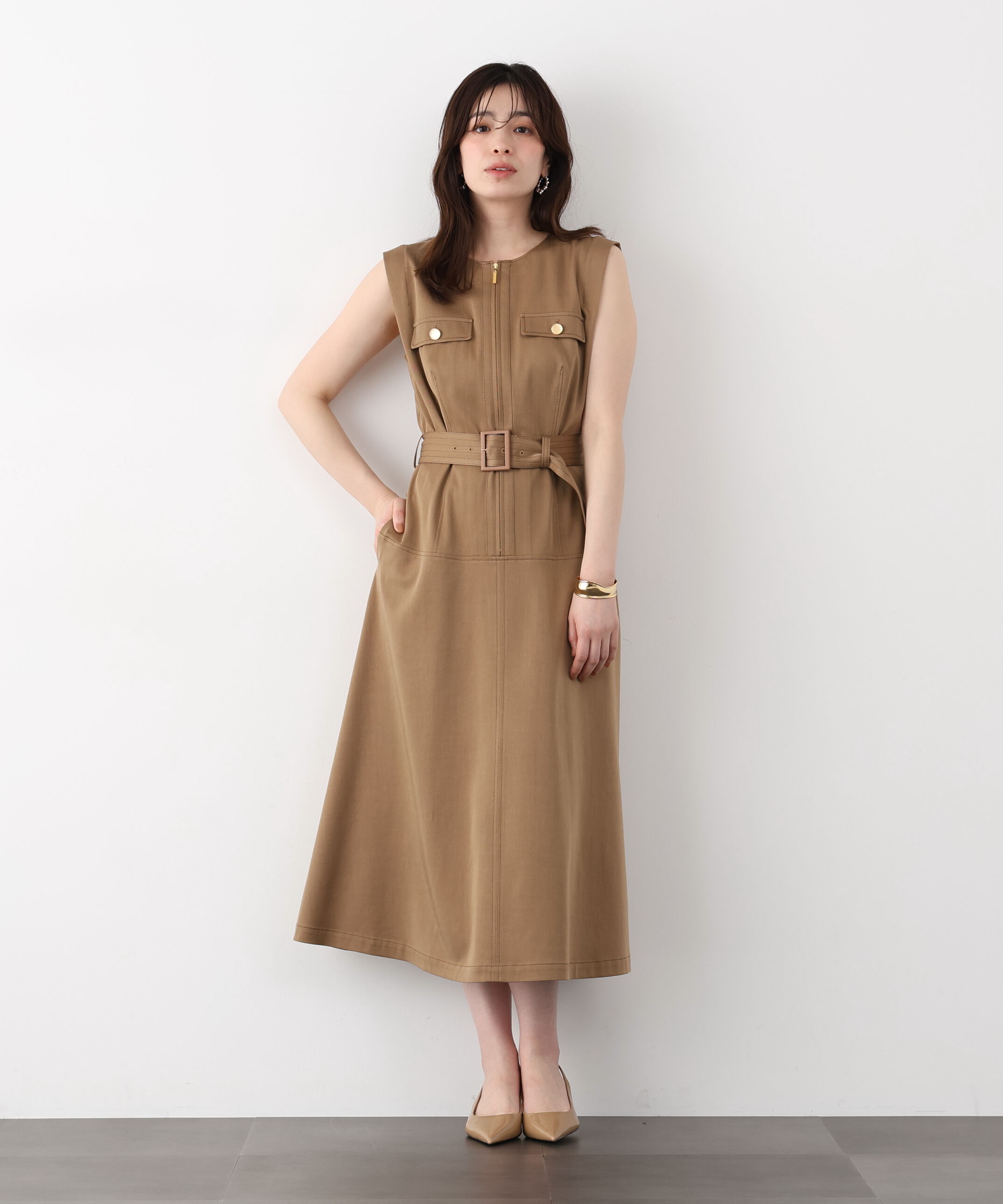  「フロントファスナーデニムワンピース」|ワンピース|