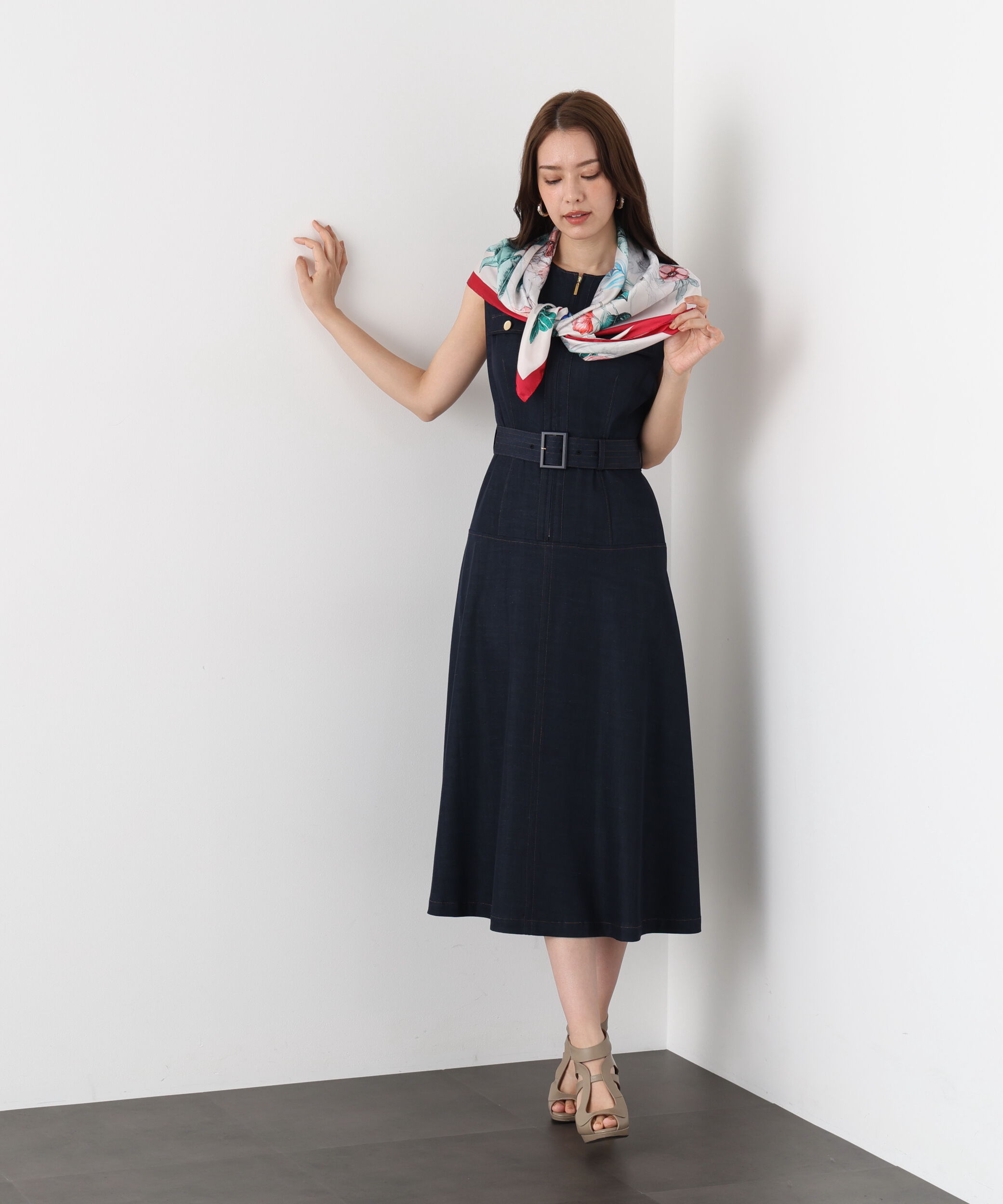  「フロントファスナーデニムワンピース」|ワンピース|