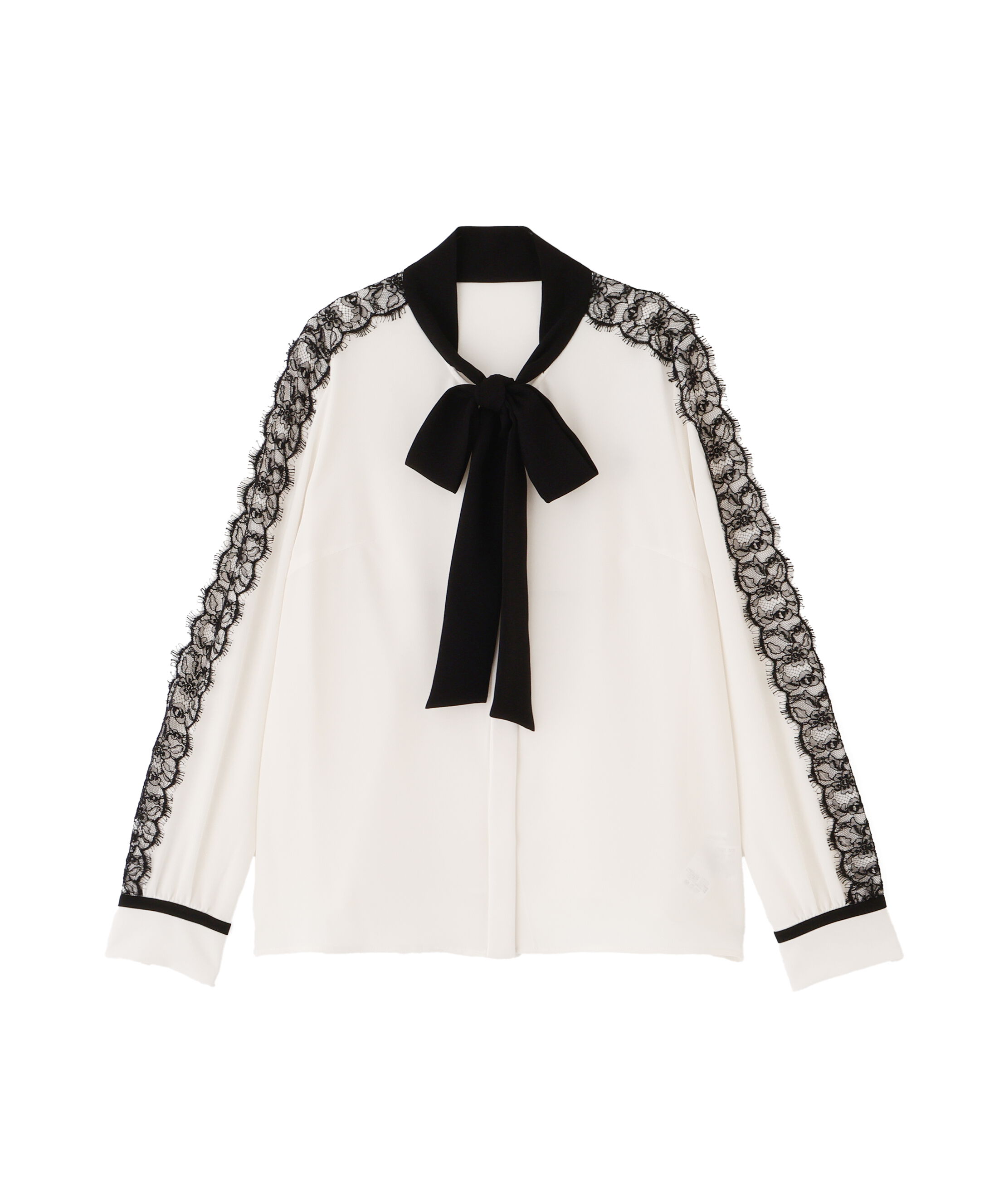  「レースコンビバイカラーリボンブラウス」|シャツ・ブラウス|