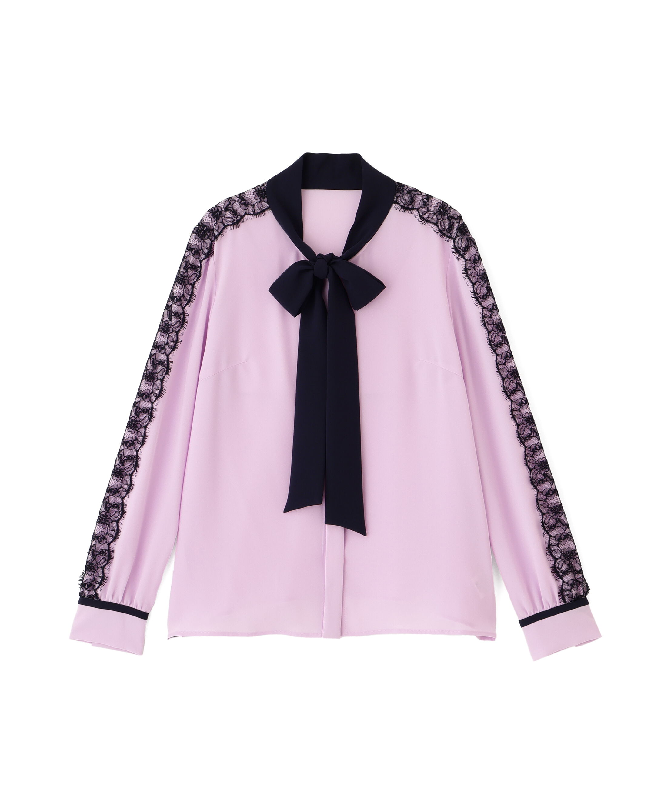  「レースコンビバイカラーリボンブラウス」|シャツ・ブラウス|