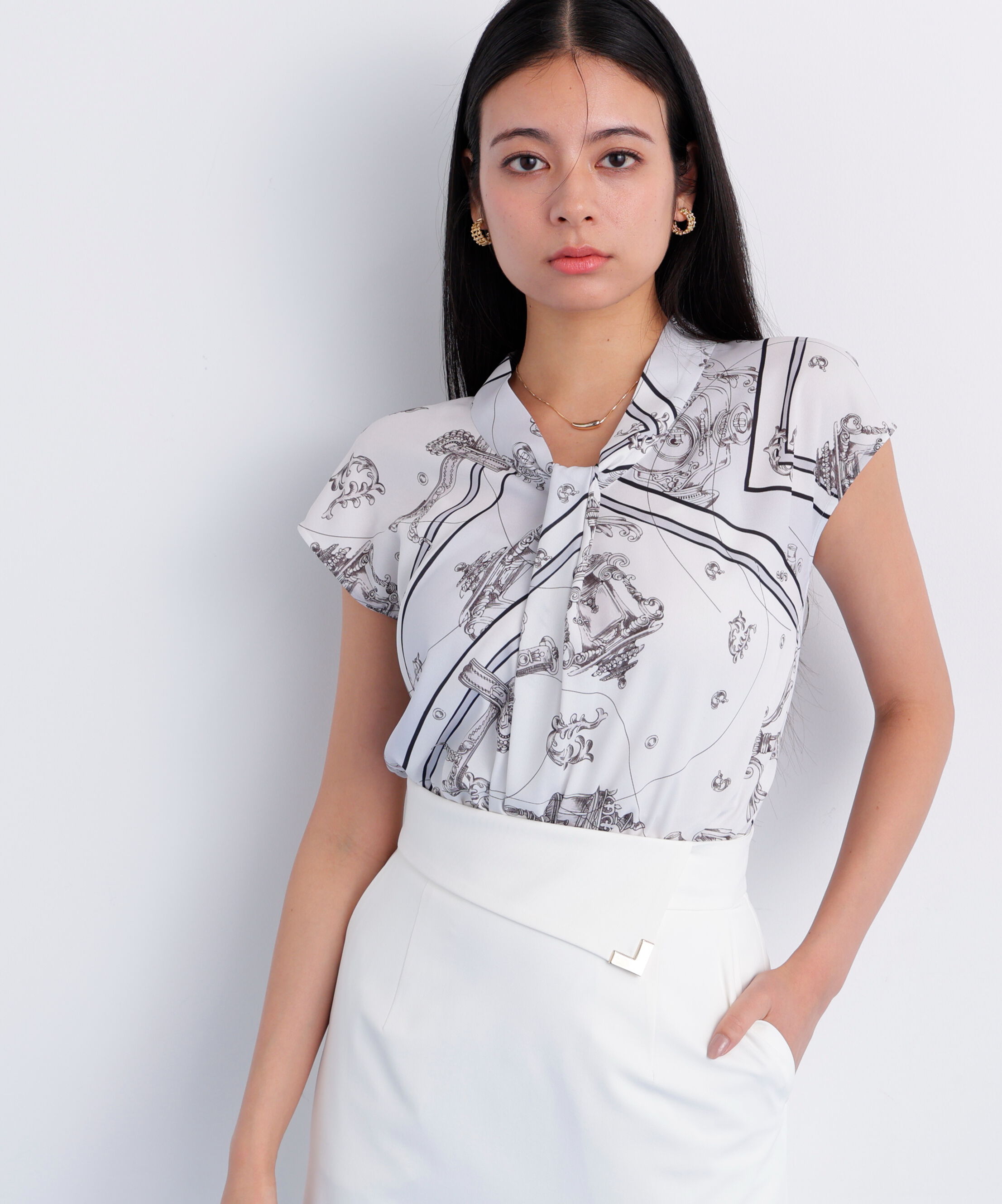  「<追加生産予約>バロックスカーフプリントブラウス」|シャツ・ブラウス|