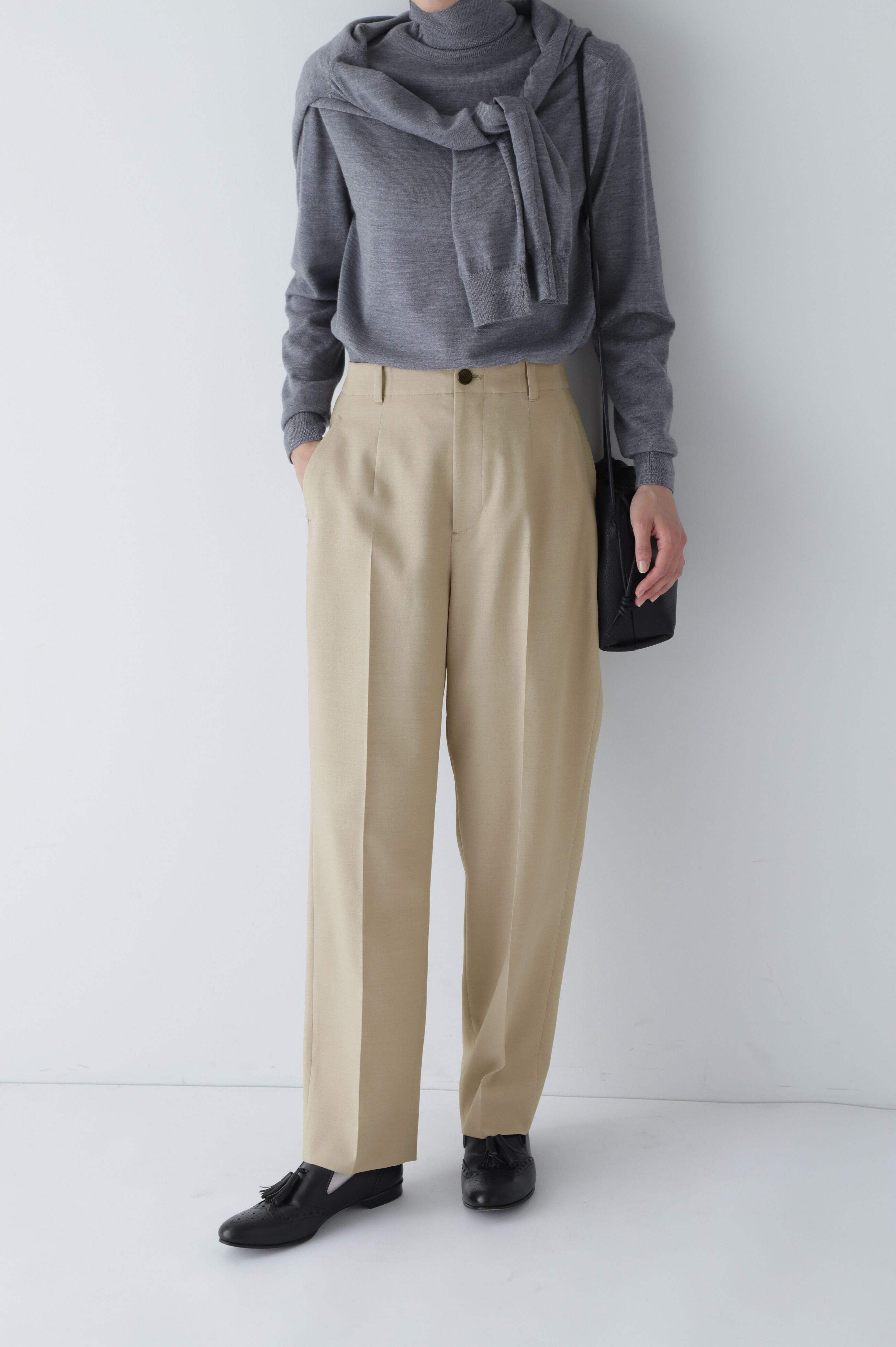  「◆ウール調合繊ツイルパンツ」|その他|ベージュ