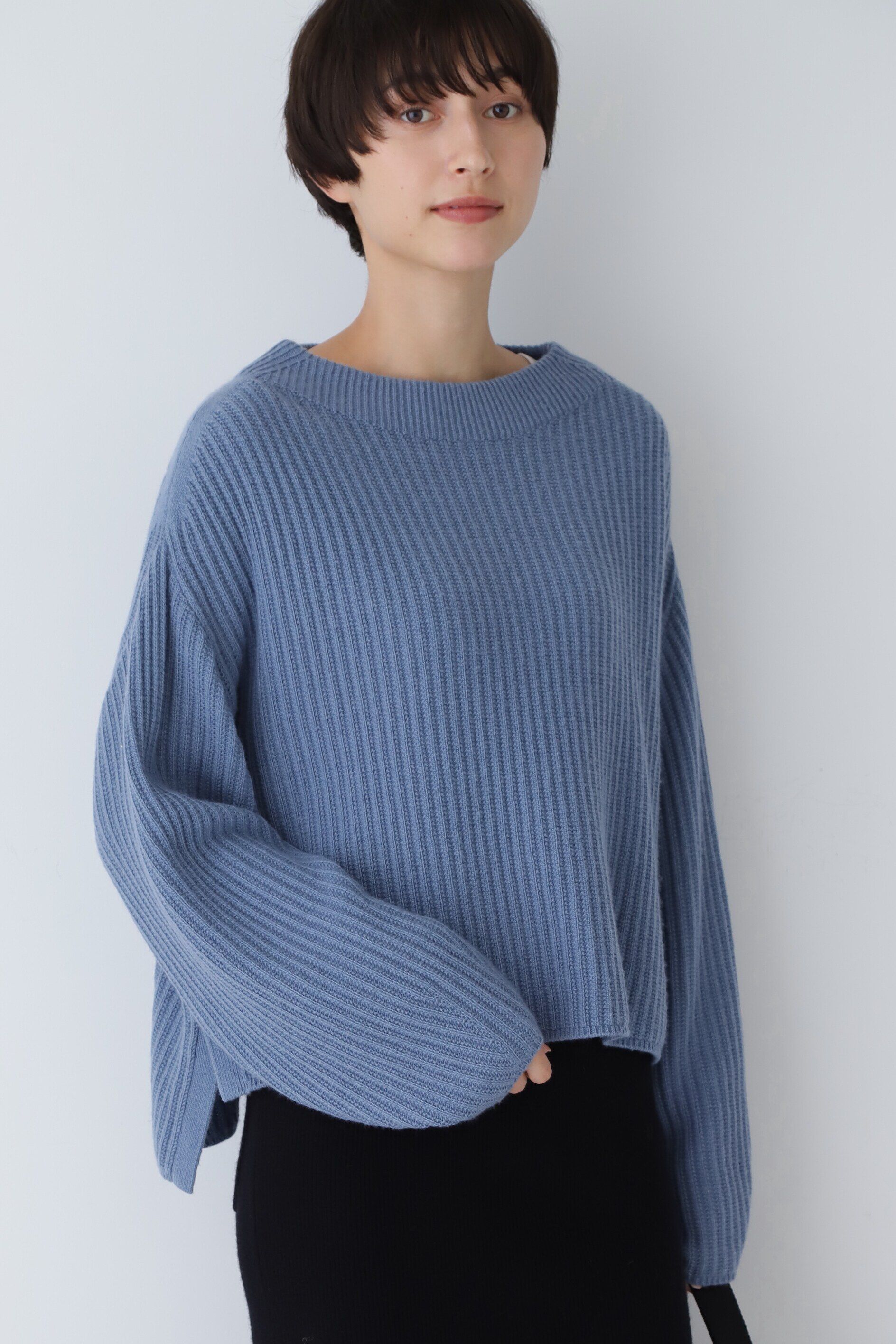  「◆ミドルゲージ地柄ニット」|ニット・セーター|ブルー