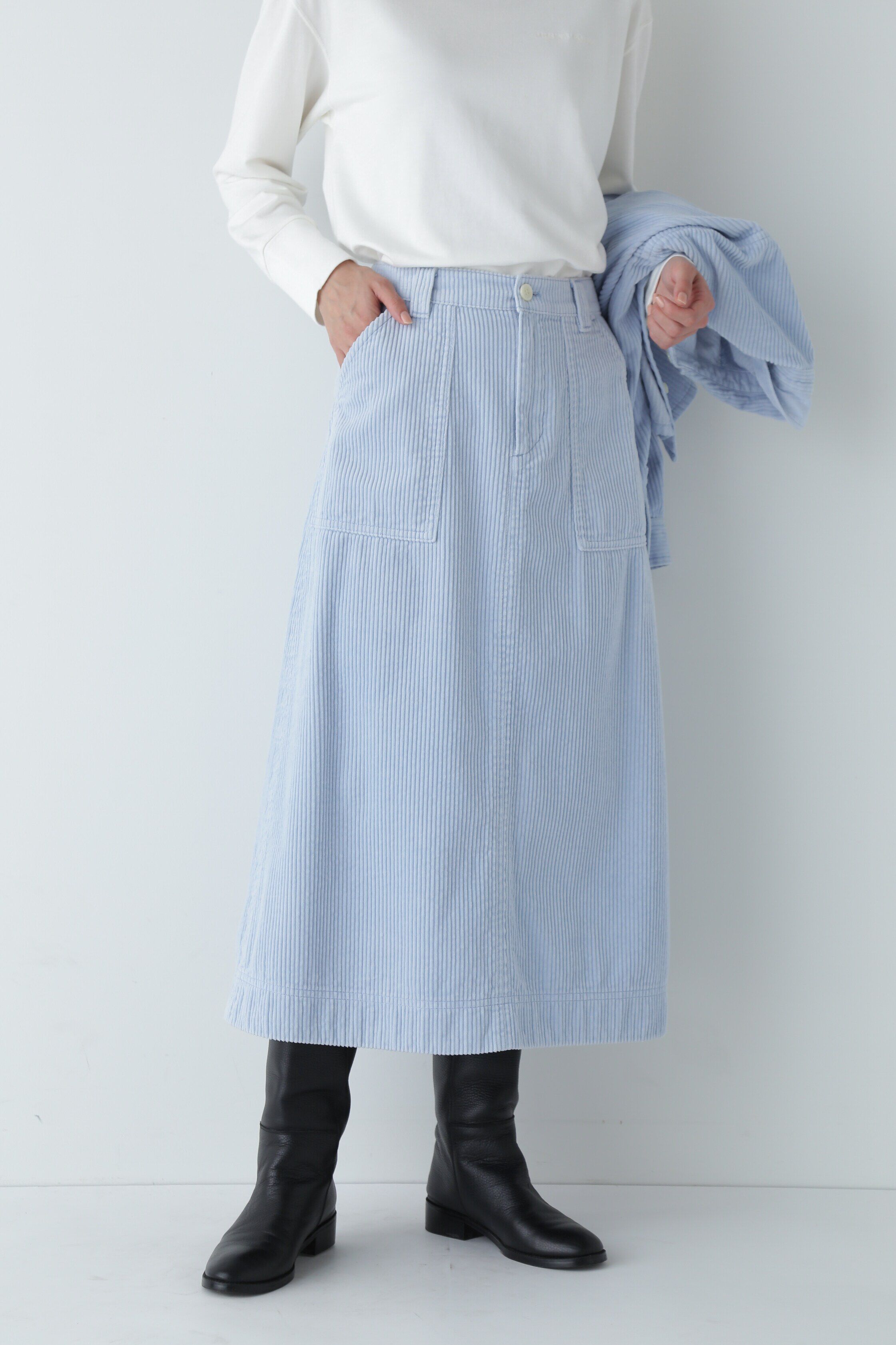  「コーデュロイスカート」|スカート|ブルー