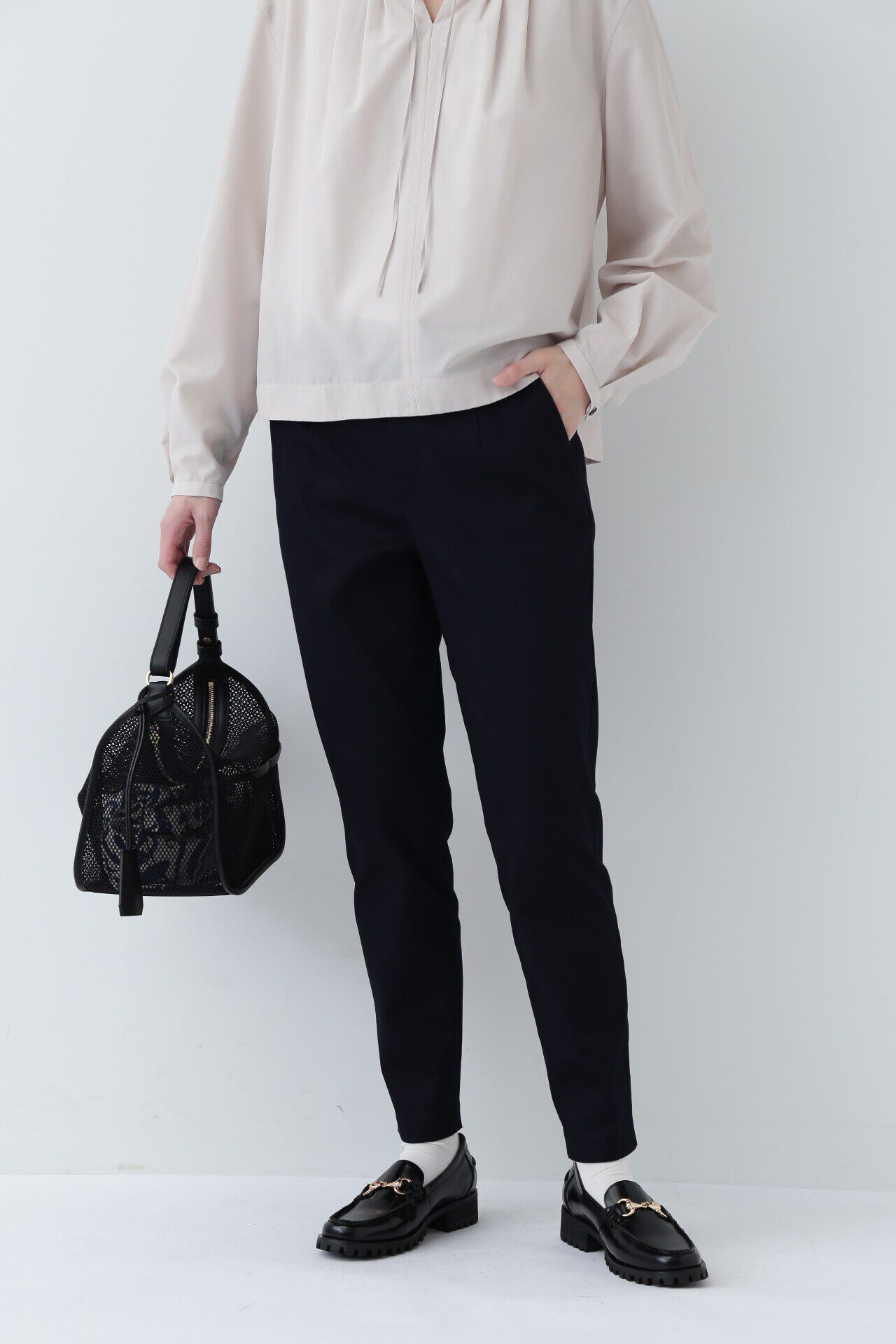  「◆ピケストレッチパンツ」|その他|ネイビー