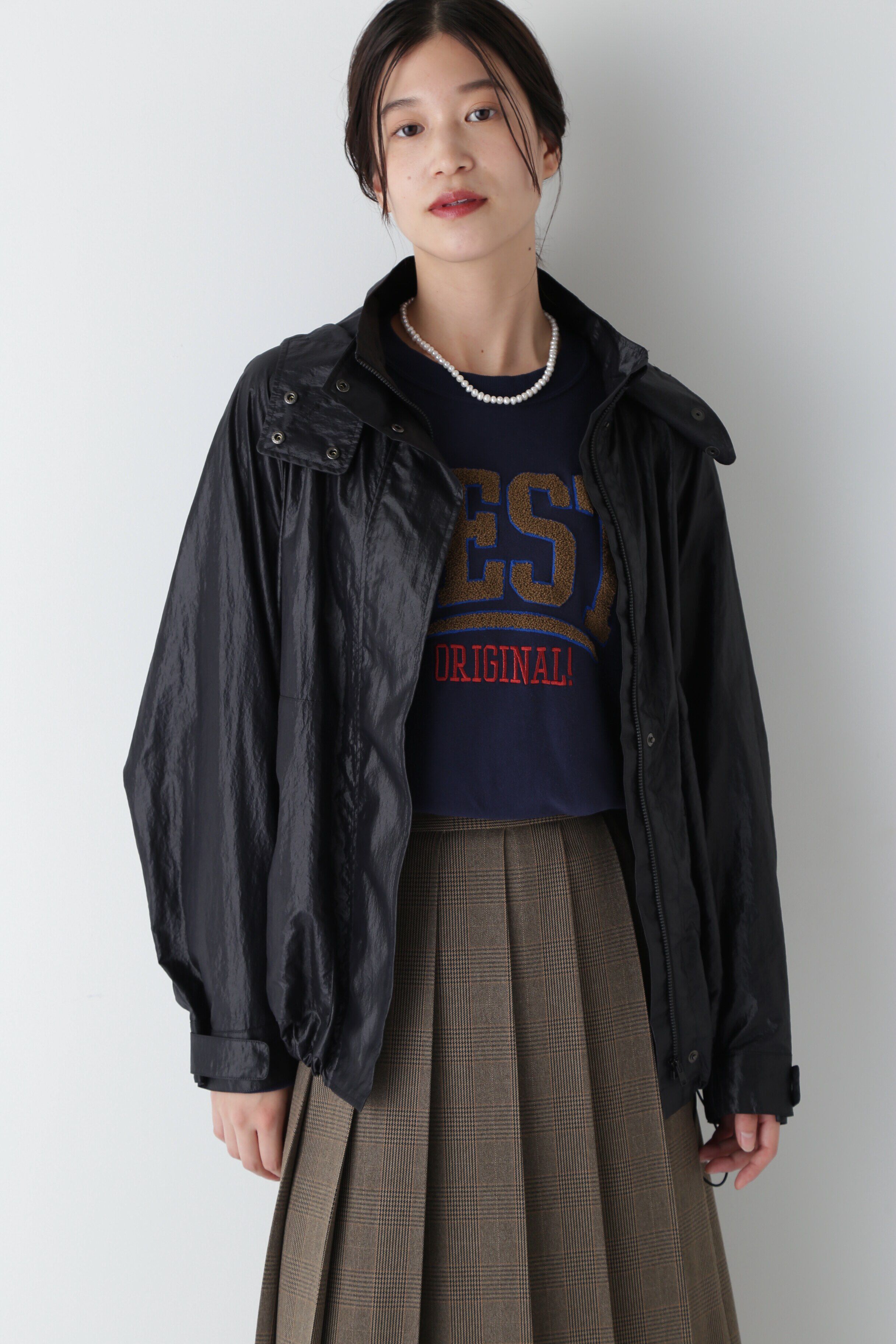  「◆ナイロンシャインサテンブルゾン」|ブルゾン・スタジャン|ネイビー