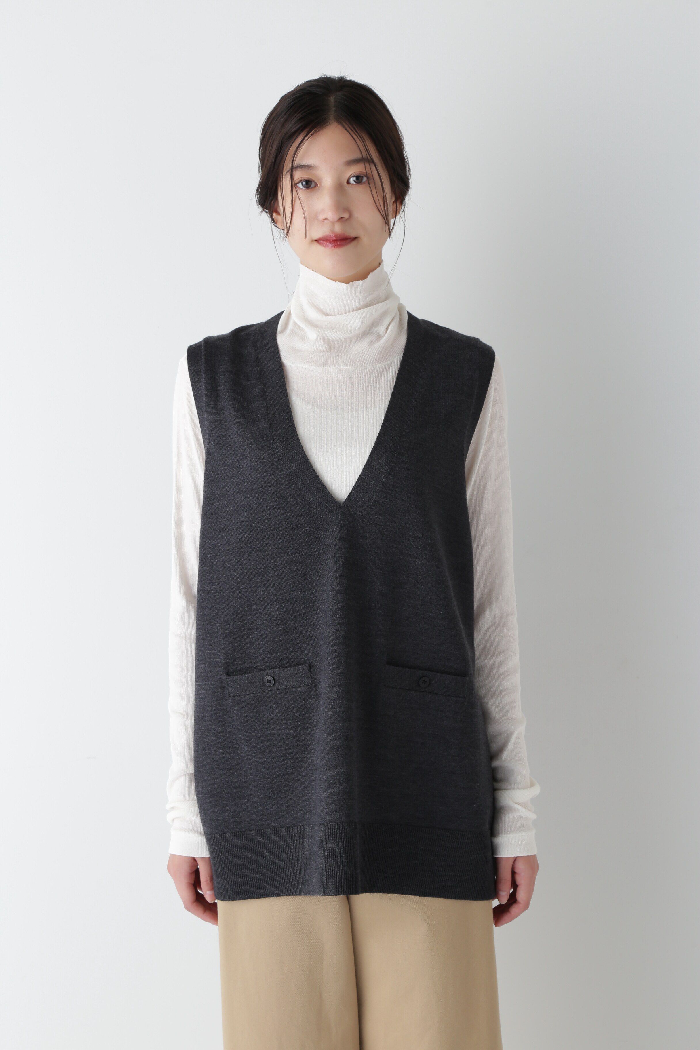  「◆ハイゲージVネックオーバーベスト」|ニット・セーター|