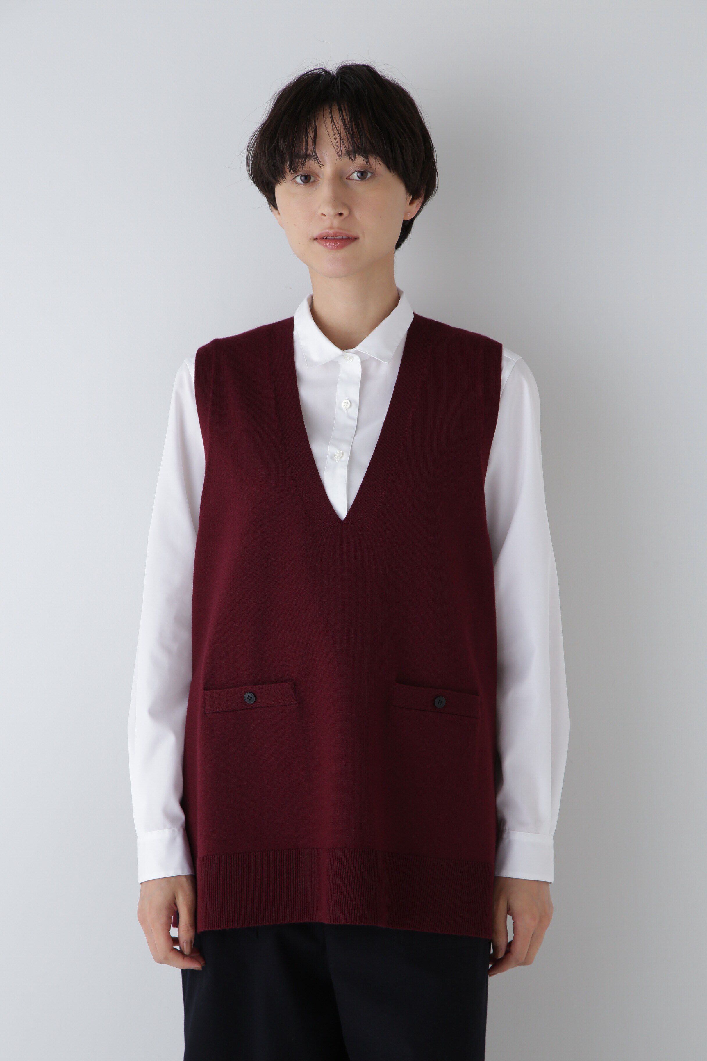  「◆ハイゲージVネックオーバーベスト」|ニット・セーター|