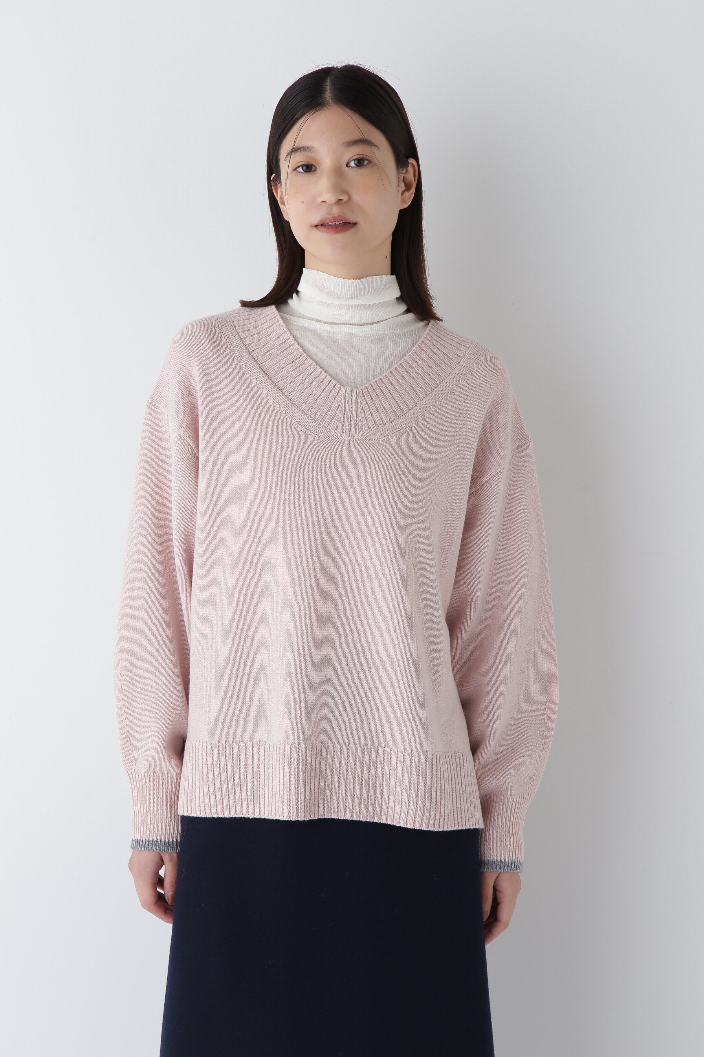  「◆ウールカシミヤＶネックニットプルオーバー」|ニット・セーター|