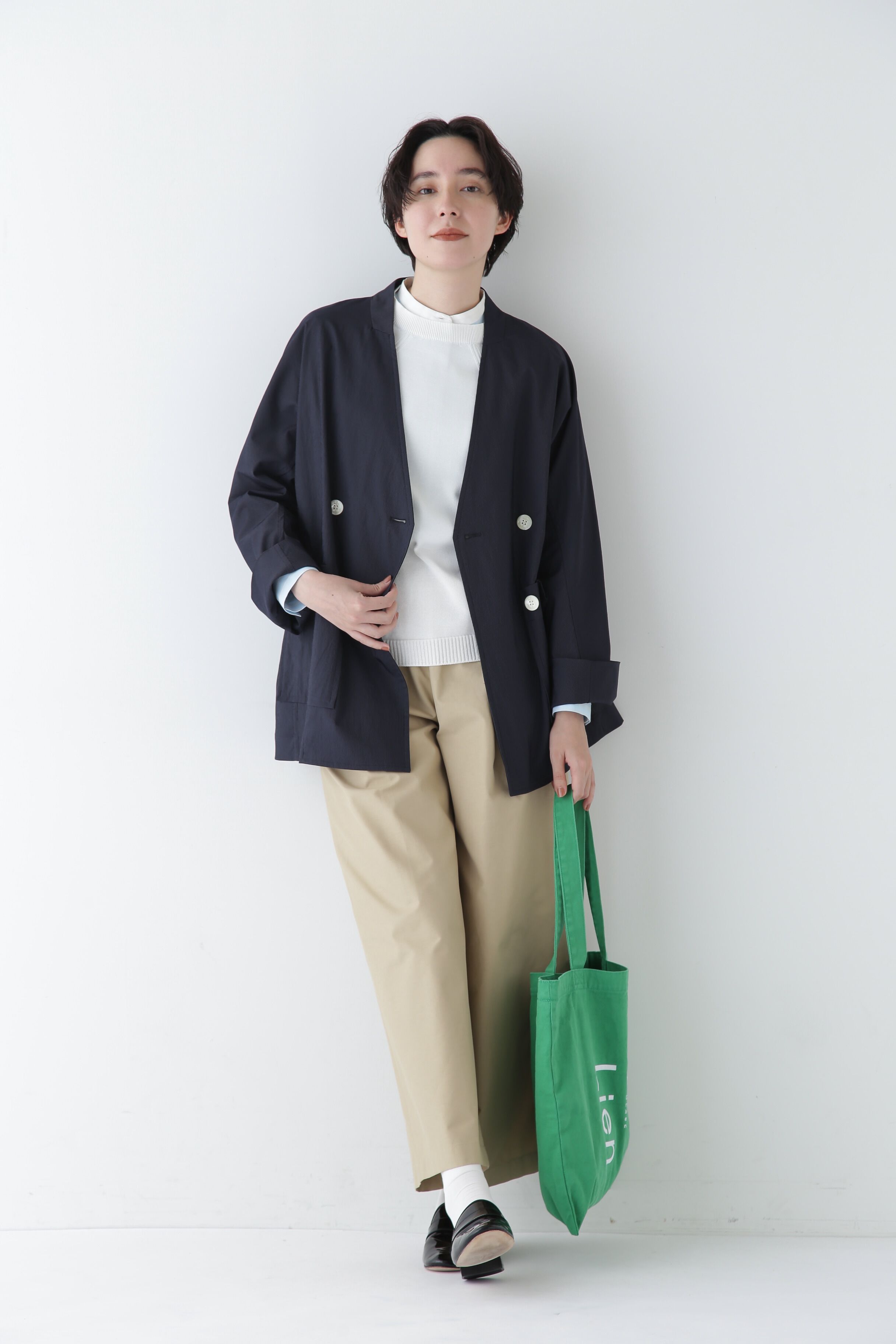  「◆ナイロンポリエステルストレッチストライプノーカラーPコート」|その他|