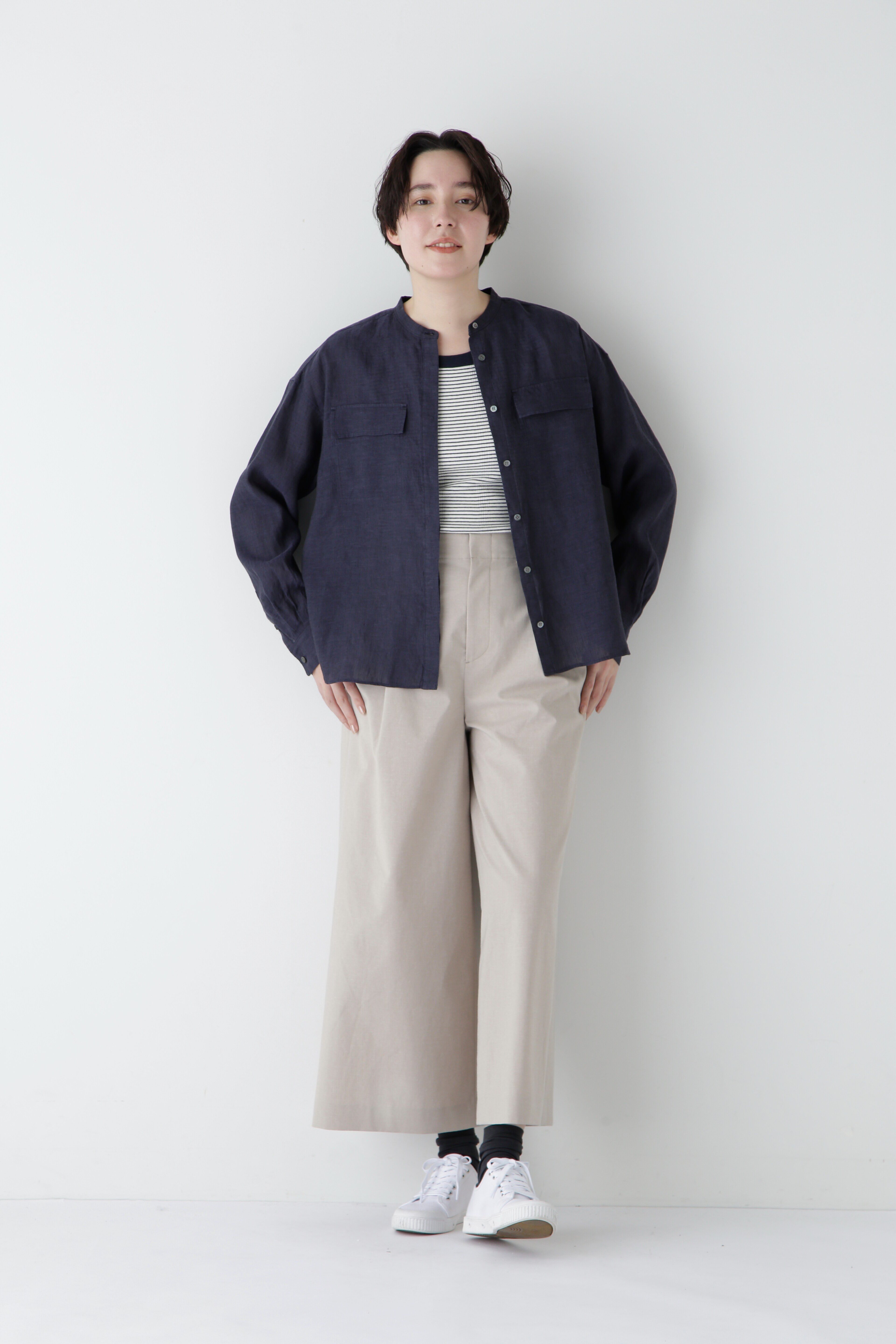  「◆ハードマンリネンバンドカラーシャツブラウス」|シャツ・ブラウス|