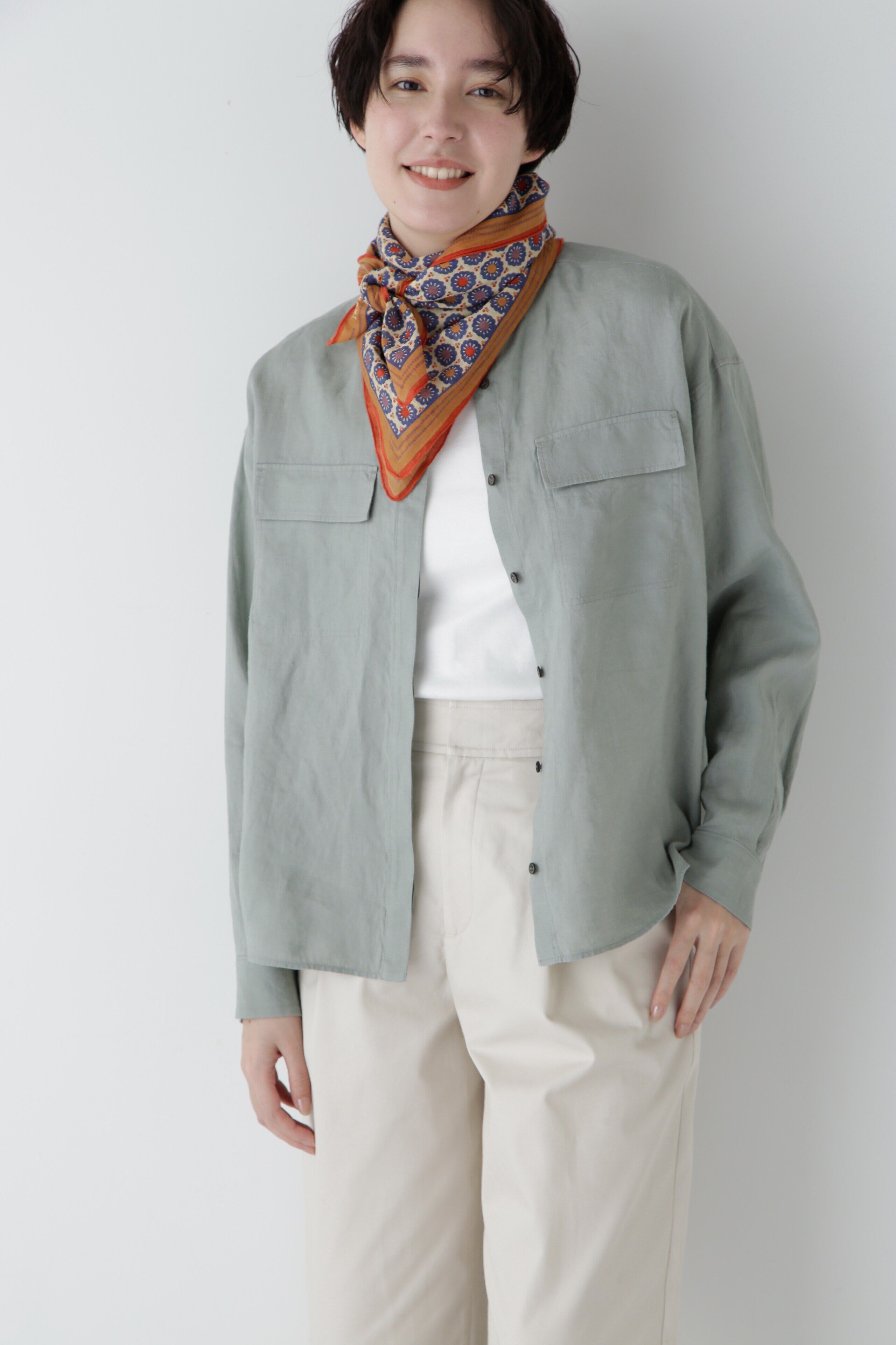  「◆ハードマンリネンバンドカラーシャツブラウス」|シャツ・ブラウス|