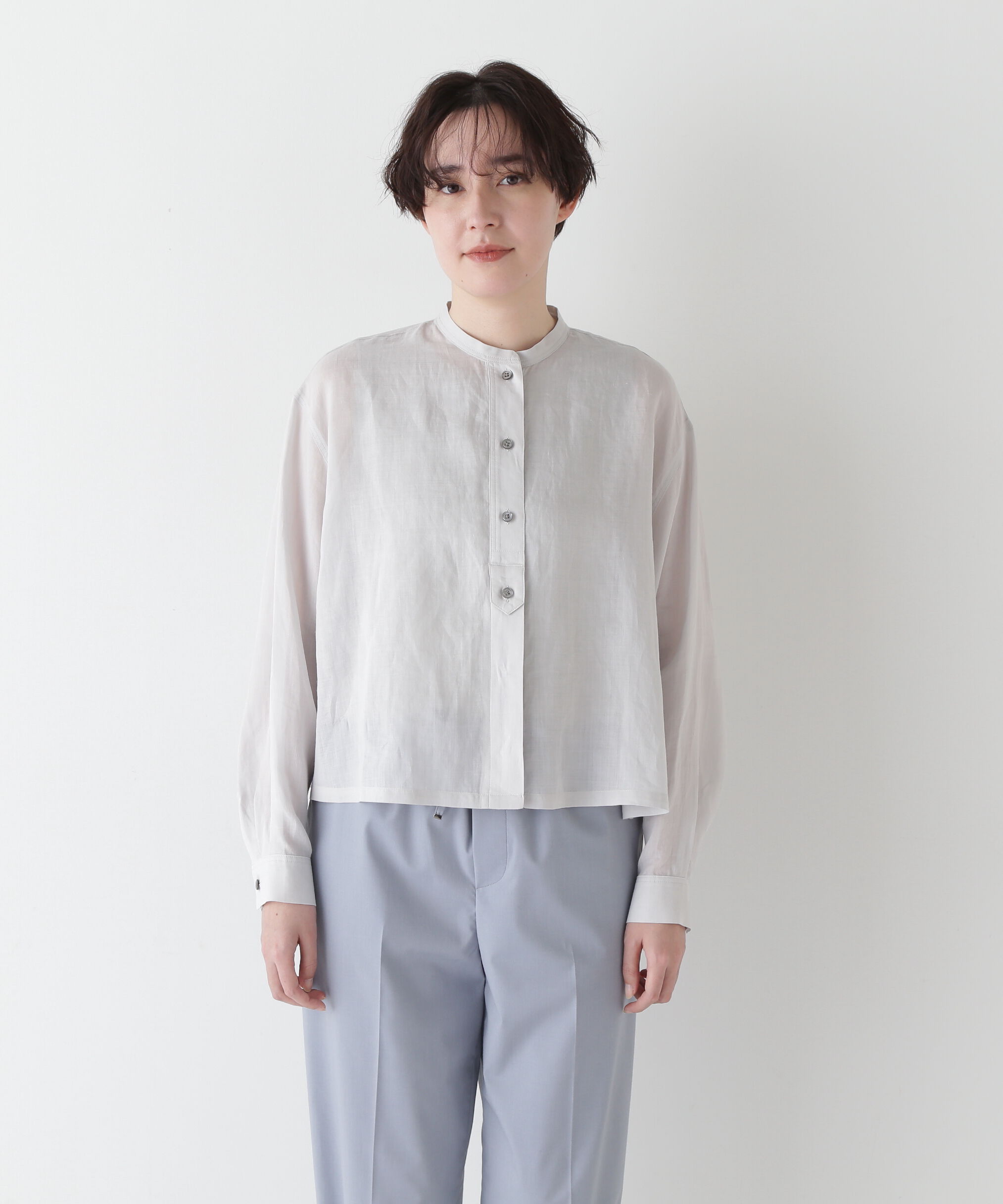  「◆ラミーバンドカラーシャツブラウス」|シャツ・ブラウス|