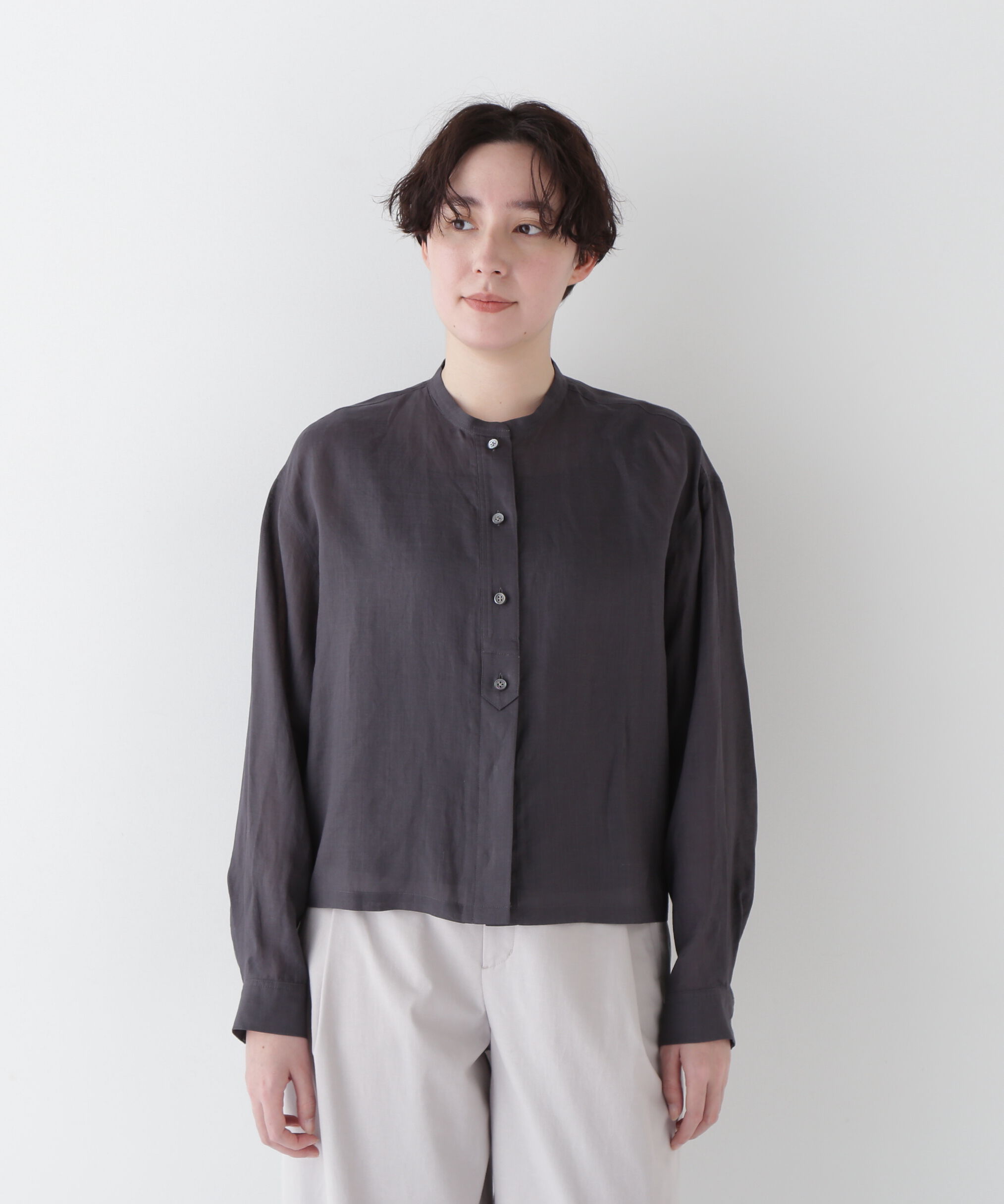  「◆ラミーバンドカラーシャツブラウス」|シャツ・ブラウス|