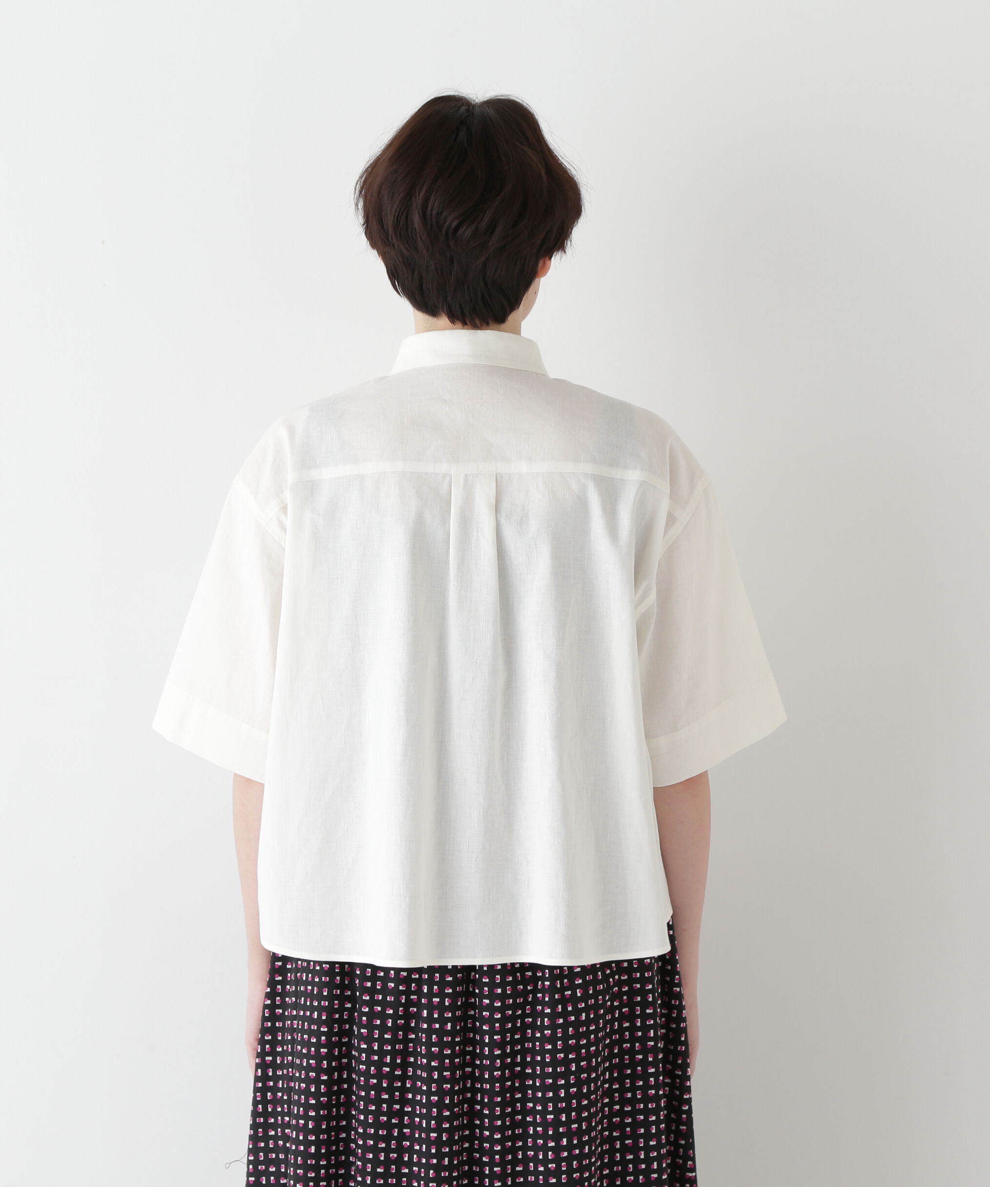  「◆コットンリネンシャンブレーハーフスリーブボックスシャツ」|シャツ・ブラウス|