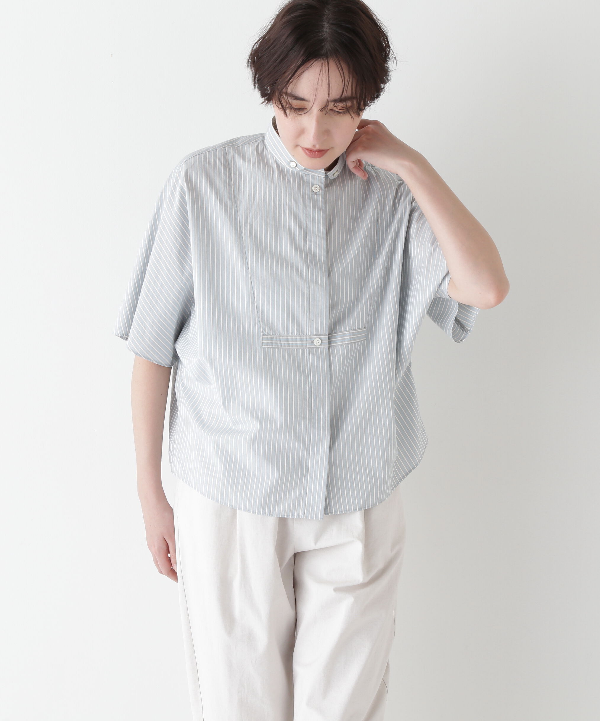  「◆ストライプローンカレンダードルマンボザムシャツ」|シャツ・ブラウス|