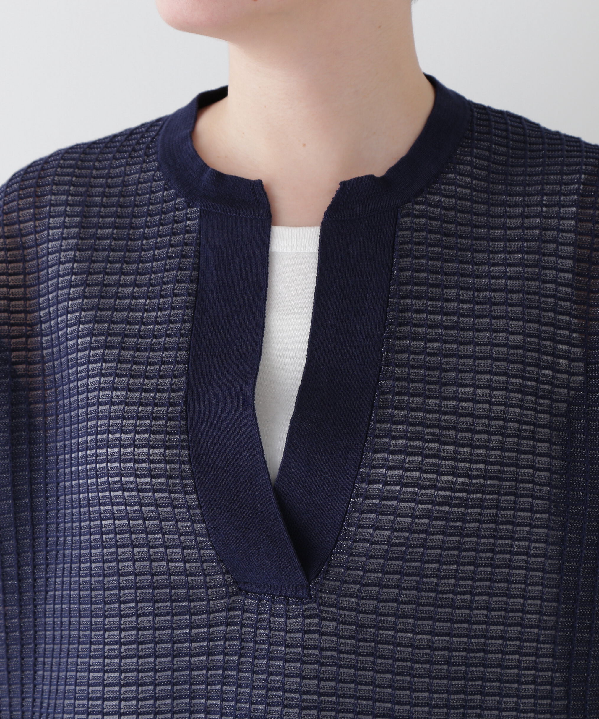  「◆【ウォッシャブル】【WEB・一部店舗限定】コットンポリエステルシアーチェックスキッパー」|ニット・セーター|